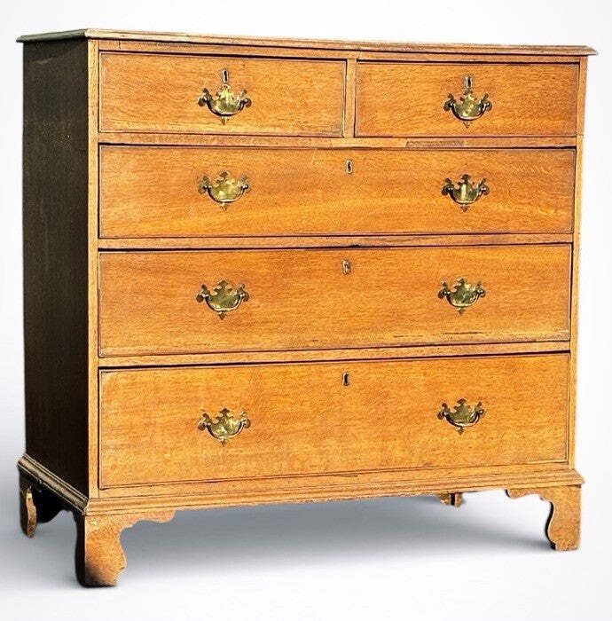 Georgian Light Oak Chest Of Drawers.