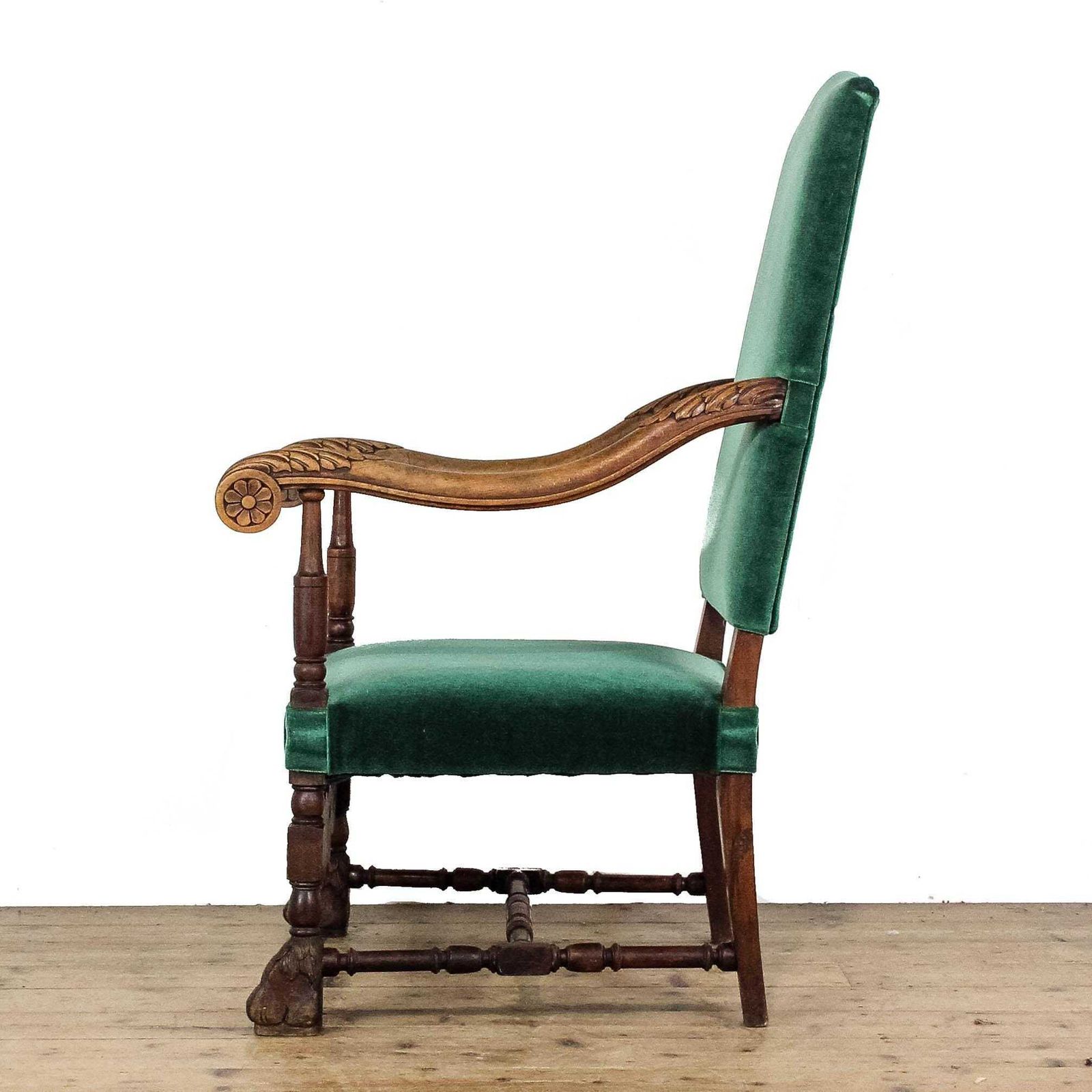Antique Victorian Green Upholstered Armchair photo Furniture