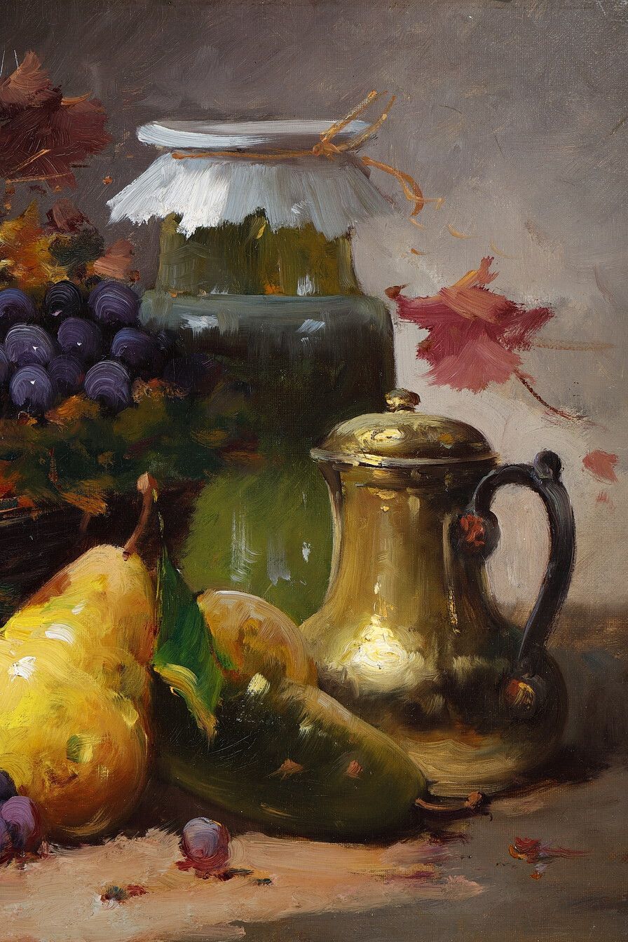 Still Life Painting By Brunel De Neuville, Carved And Gilded Wood Frame photo buy