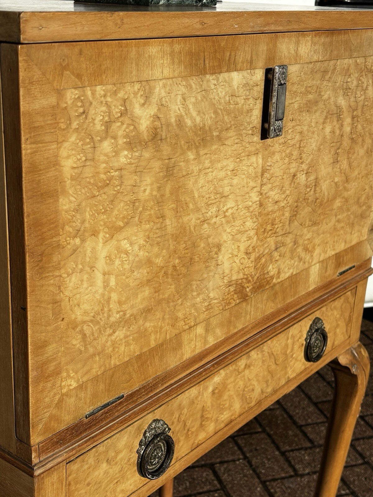 photo buy Original Art Deco Birds Eye Maple Cocktail Cabinet With Fitted Interior & Drawer