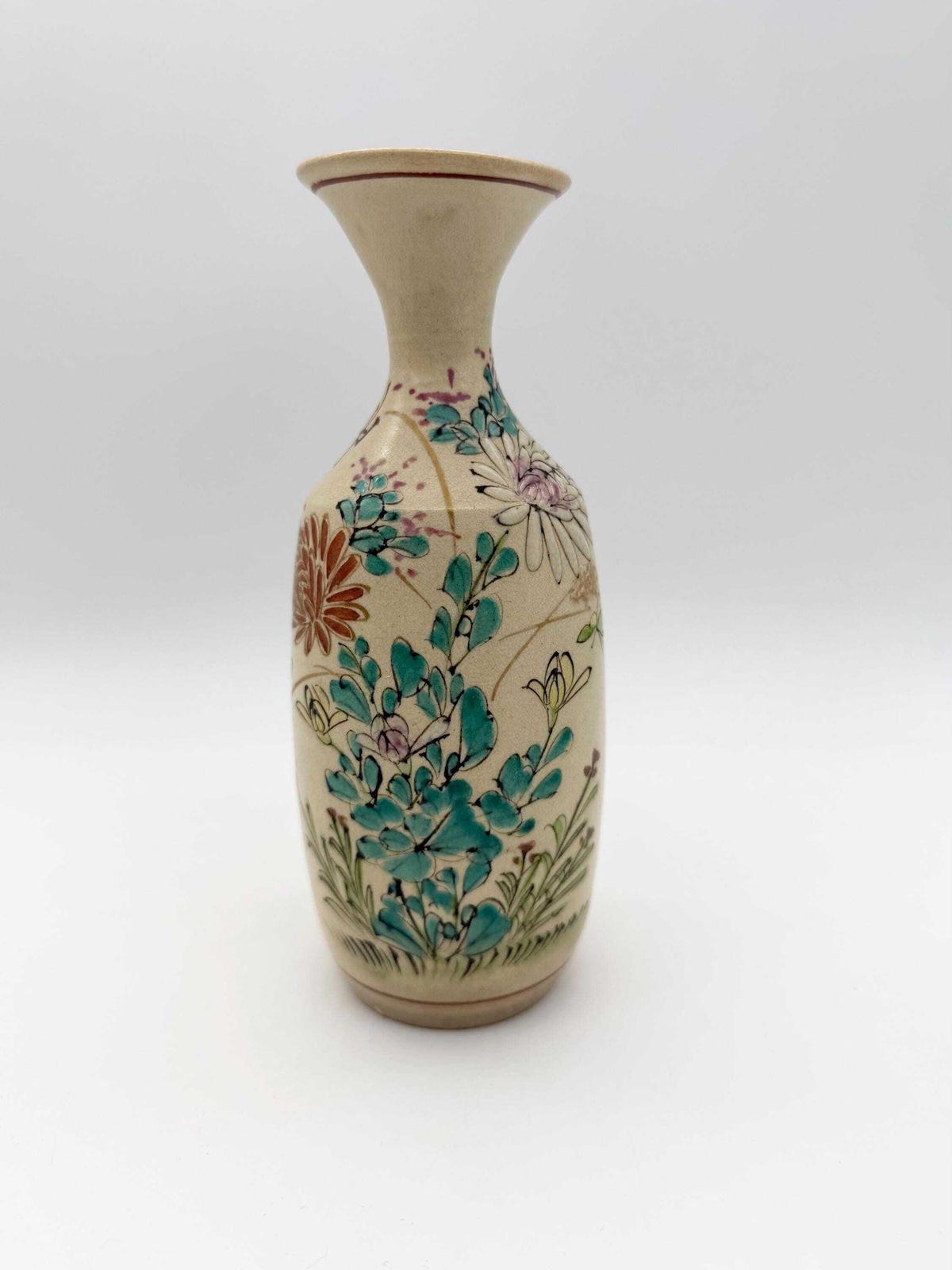 Antique Japanese Satsuma Vase, Small Hand Painted Satsuma Vase 1800s photo furniture