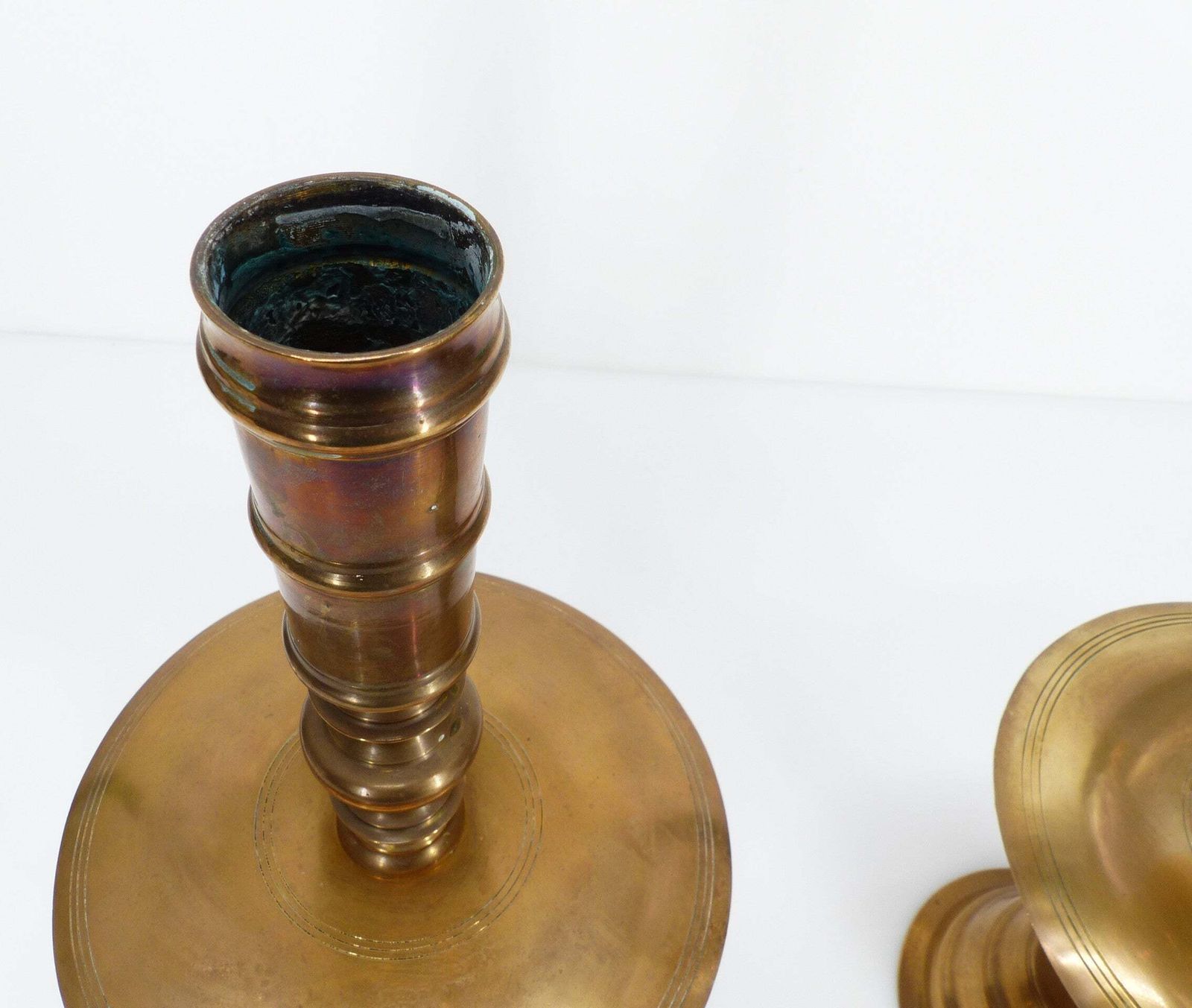 Pair Of Brass Altar Candlesticks, Vietnam, 20th Century photo vintage