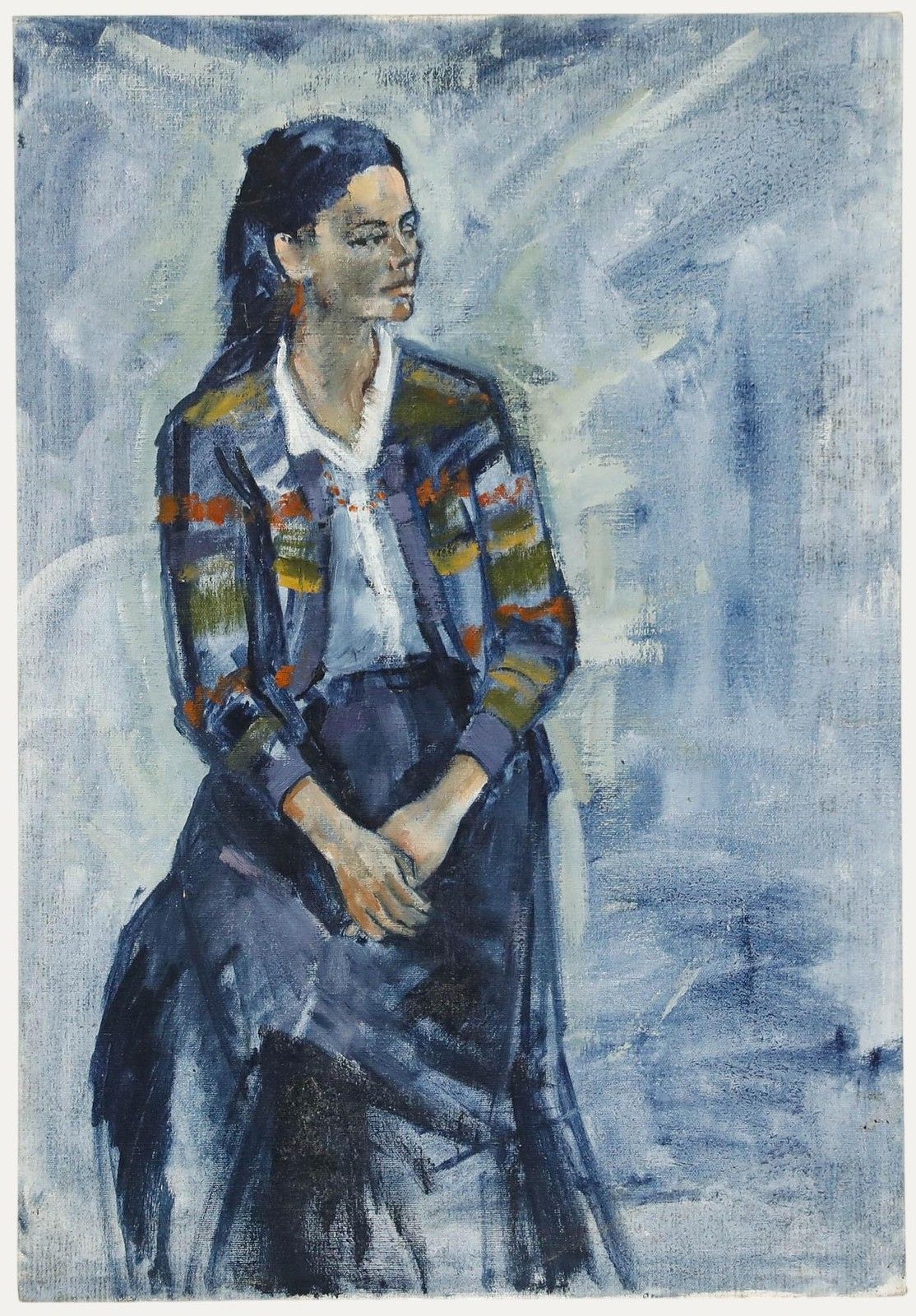 Joanne Thomson (1935 2024) 20th Century Oil, Lady In A Patterned Jacket
