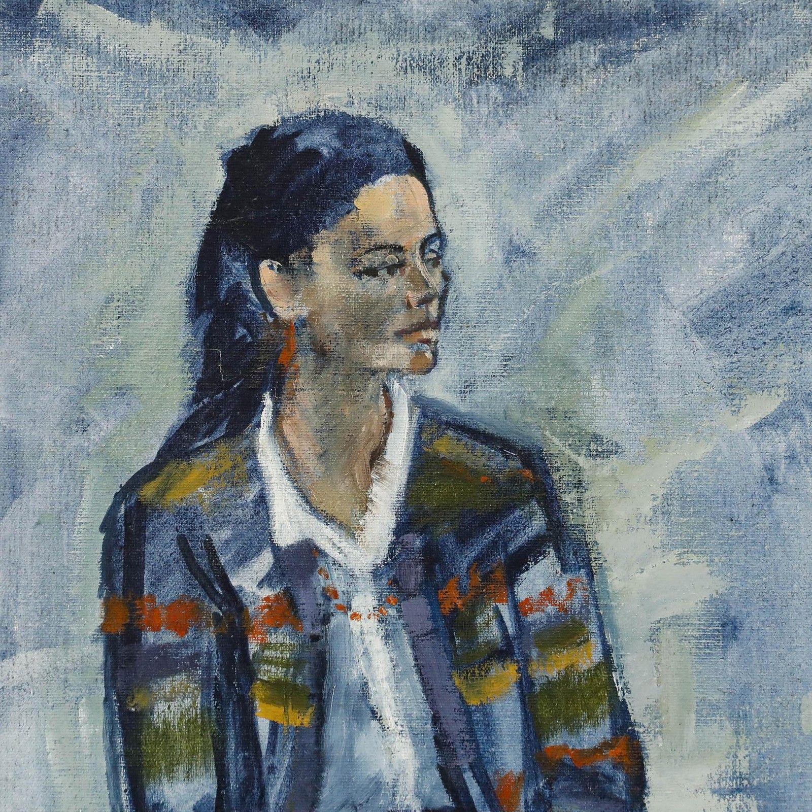Joanne Thomson (1935 2024) 20th Century Oil, Lady In A Patterned Jacket photo 275.0