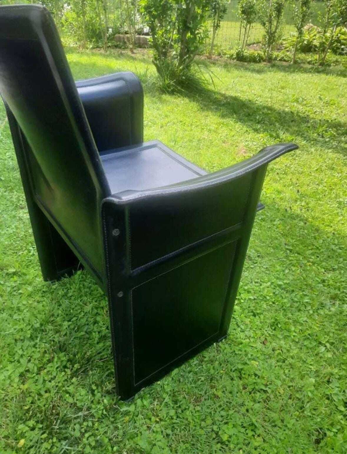 1 Of 6 Korium Chairs In Black Leather, Tito Agnoli For Matteo Grassi, 1980s, Designer Chairs , Vintage Furniture photo furniture
