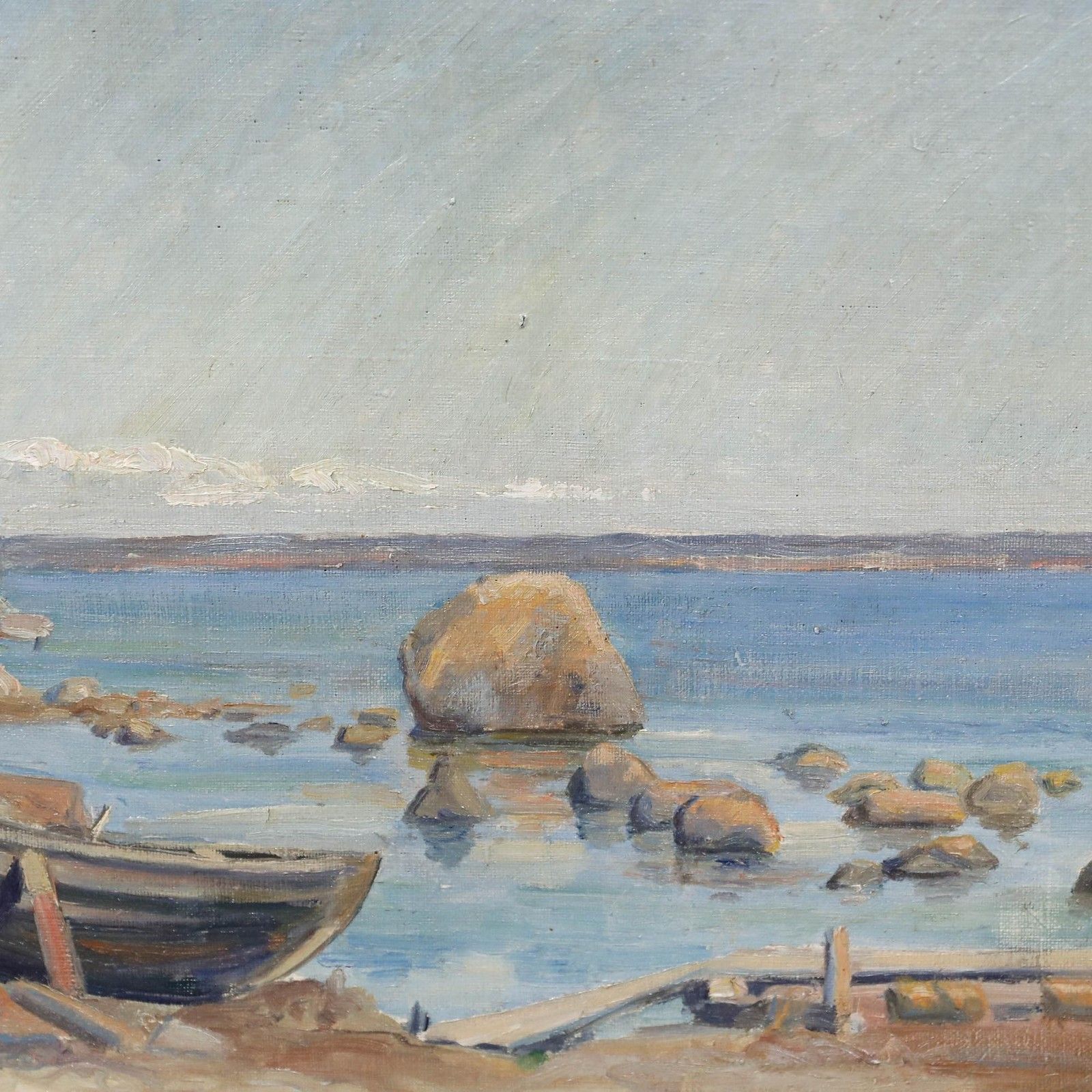 Otto Clousen Danish School Early 20th Century Oil, The Coast At Snekkersten photo Art
