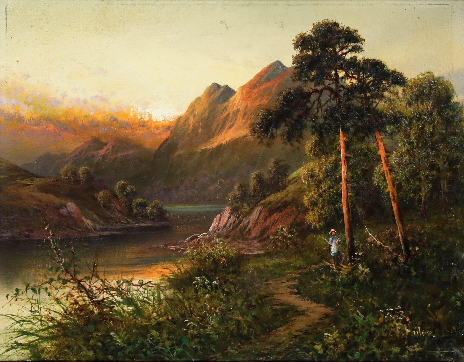 Frank Hider (1861 1933) Framed Late 19th Century Oil, Fast Falls The Eventide photo furniture