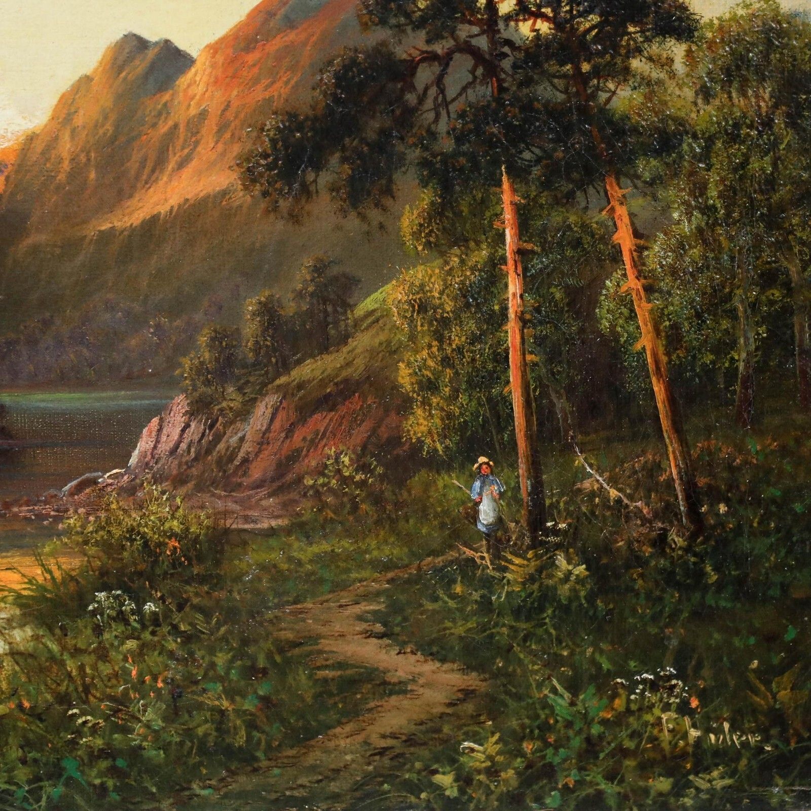 Frank Hider (1861 1933) Framed Late 19th Century Oil, Fast Falls The Eventide photo Art