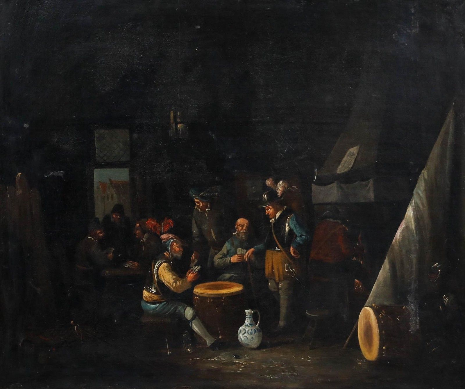 Style Of Adriaen Van Ostade (1610 1685) 19th Century Oil, Playing Cards photo furniture