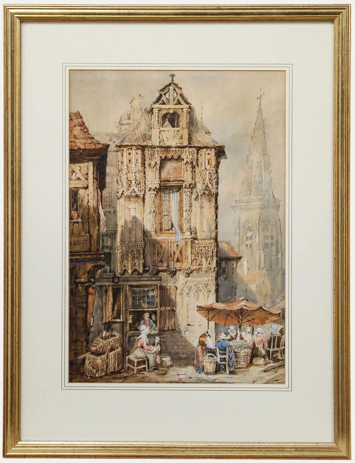 After Samuel Prout (1783 1852) 19th Century Watercolour, Marketplace At Bruges