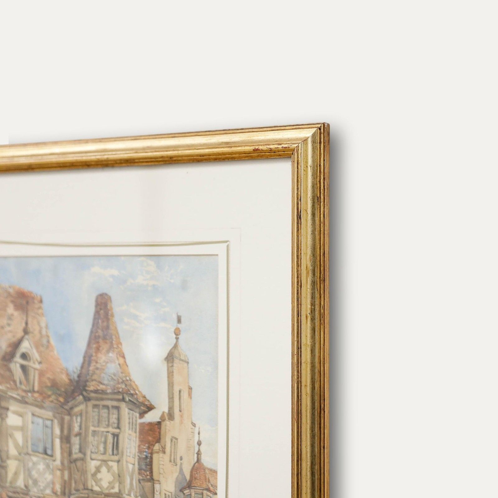 Framed 19th Century Watercolour Conversation In The Street photo vinterior