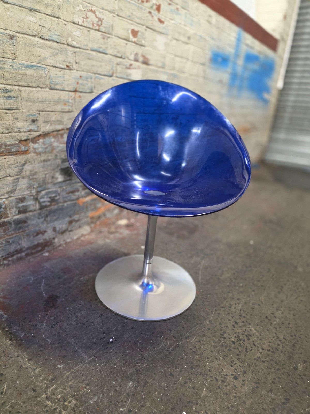 Pair Of Kartell Eros Swivel Armchairs In Blue Designed By Philippe Starck photo vintage
