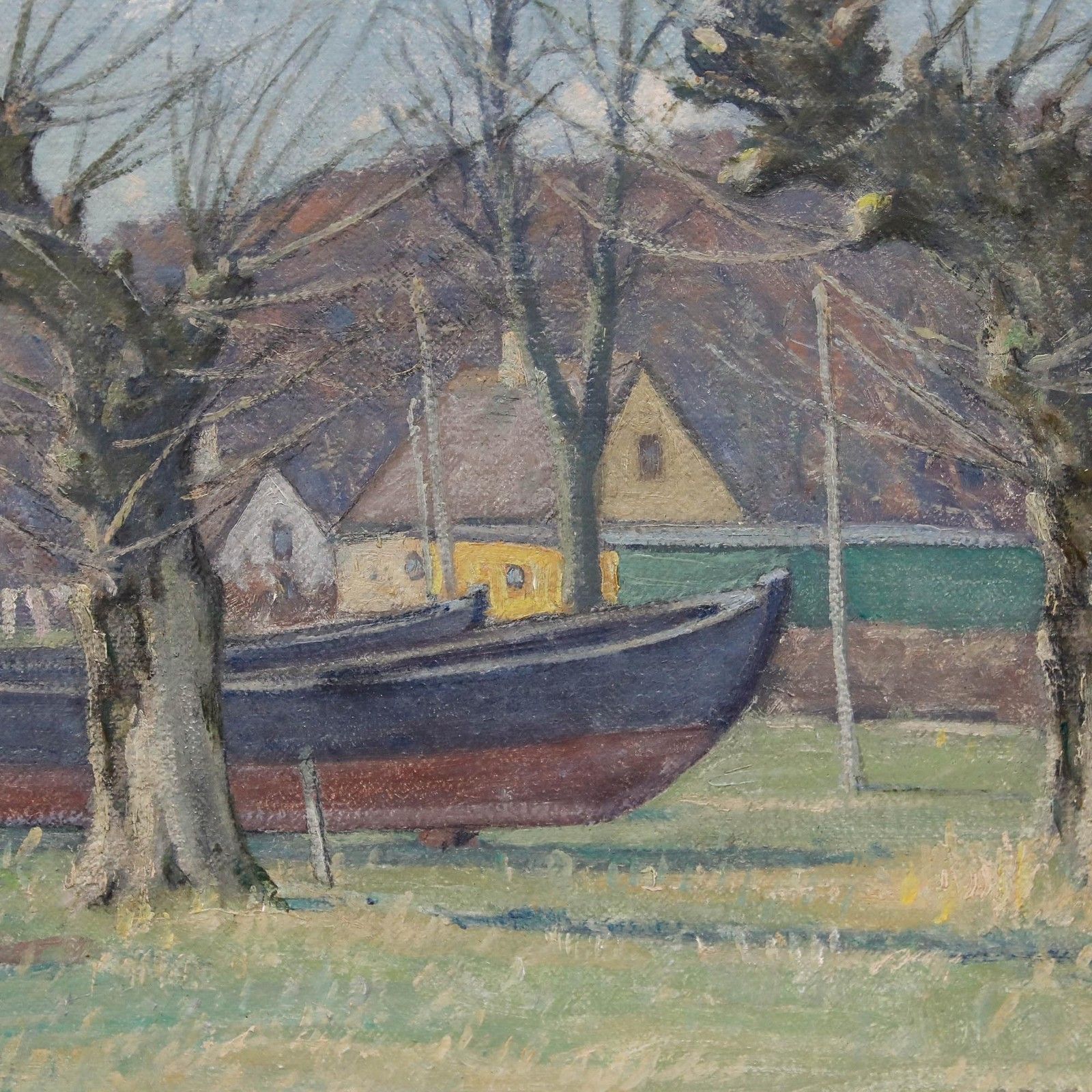 Aage Frikke (1884 1972) Danish School Mid 20th Century Oil, Boats By The Shore photo Art