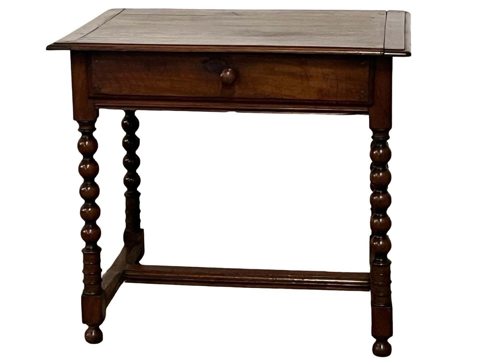 photo furniture 18th Century Italian Walnut Louis XIV Side Table With Bobbin Legs