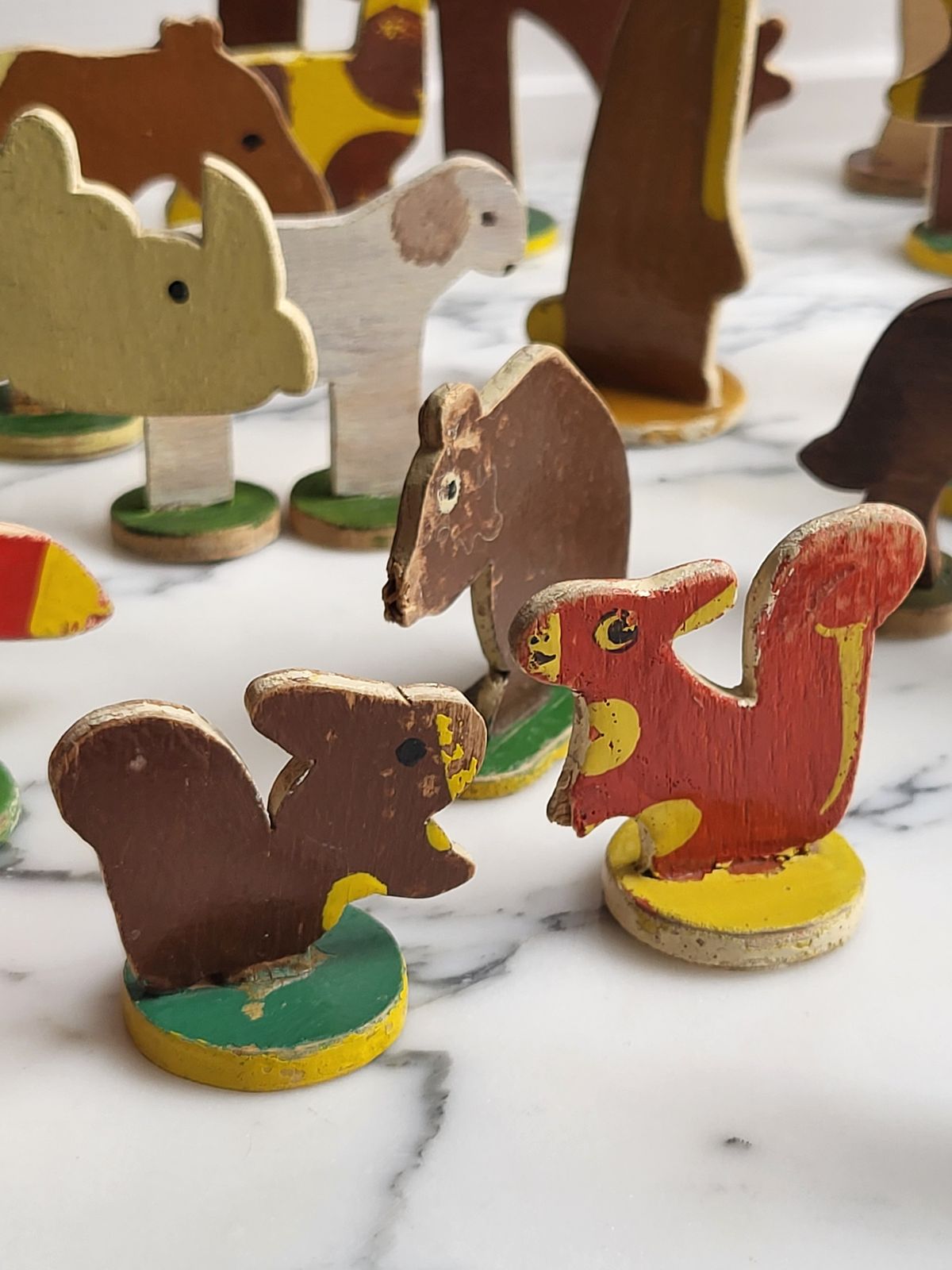 Set Of 20 Wooden Folk Art Animals, 1950s photo buy