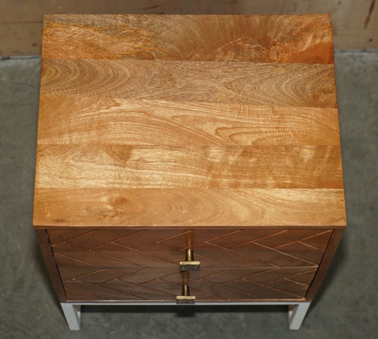 Vintage Style Recliamed Wood Two Drawer Side End Nightstand Lamp Wine Table photo Furniture