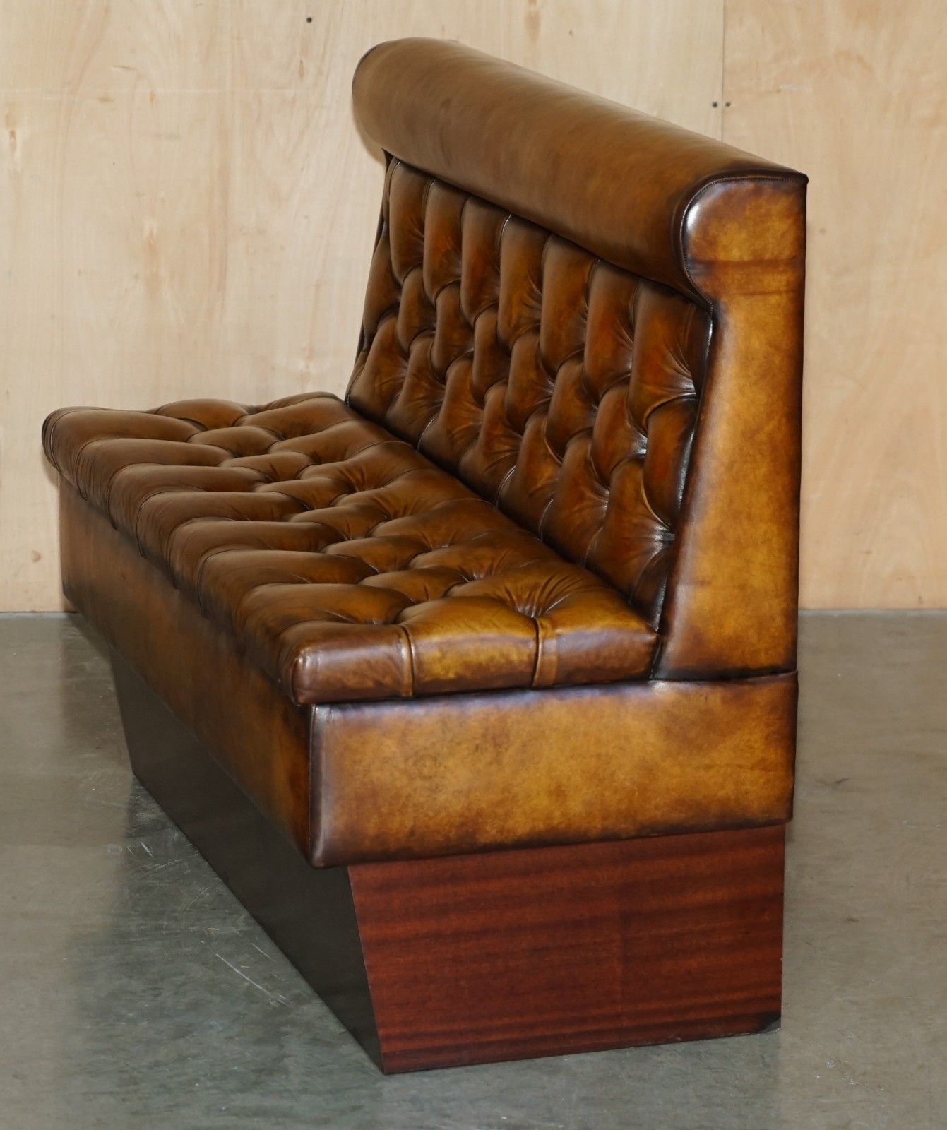 photo buy Pair Of Restored Antique Victorian Chesterfield Leather Snooker Hall Pub Benches