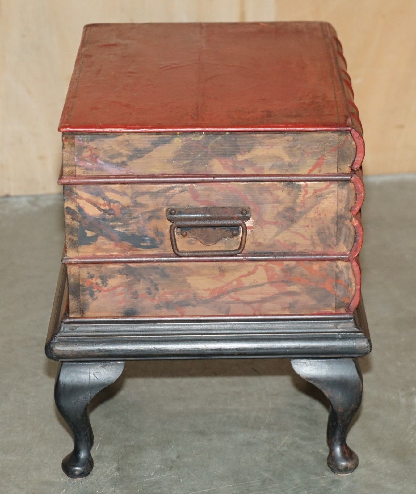 Matched Pair Of Antique Victorian Faux Book Side End Lamp Wine Storage Tables photo buy
