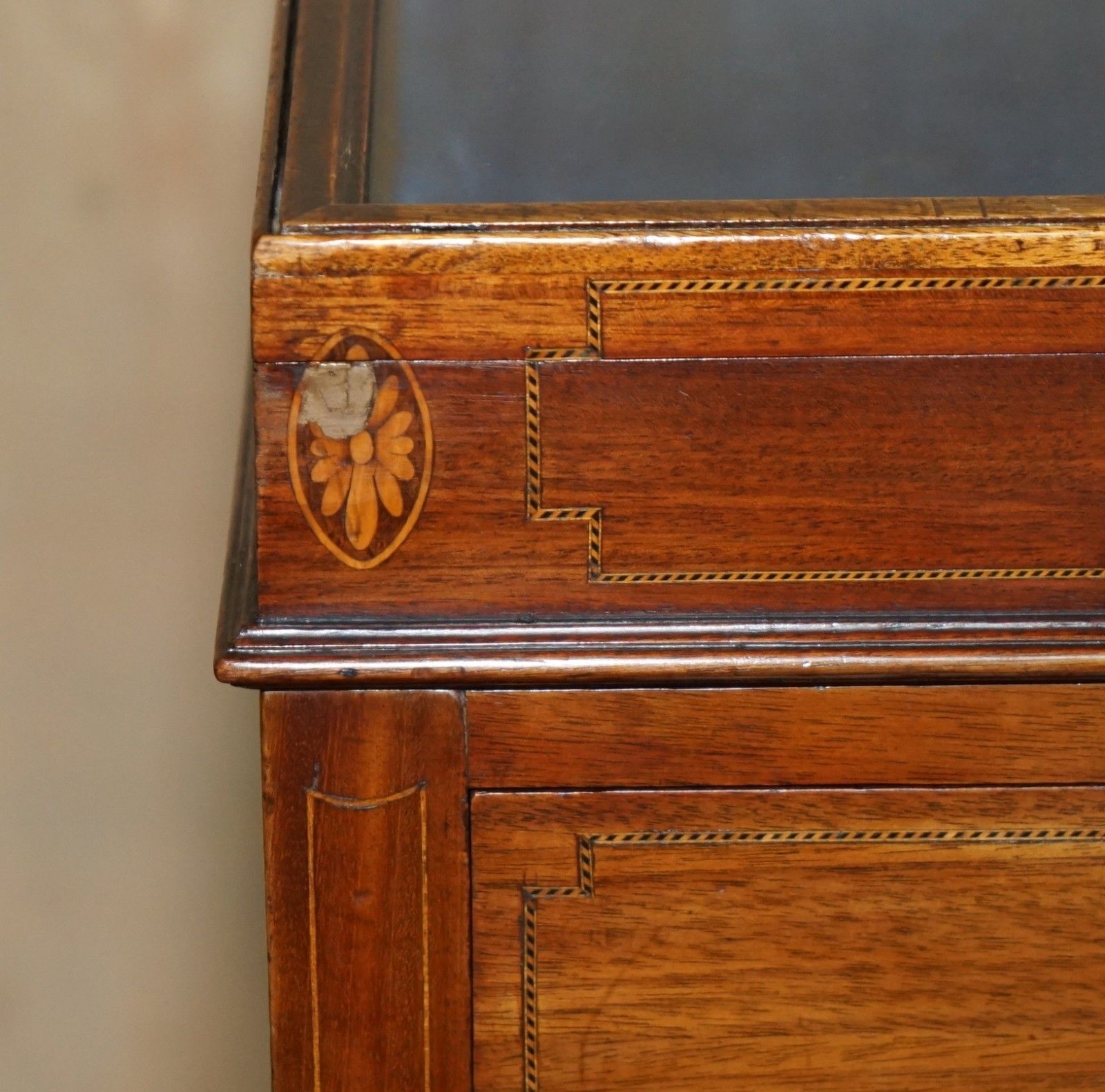 Stunning Antique Victorian Sheraton Walnut Drawers With Napoleonic Blue Display photo buy