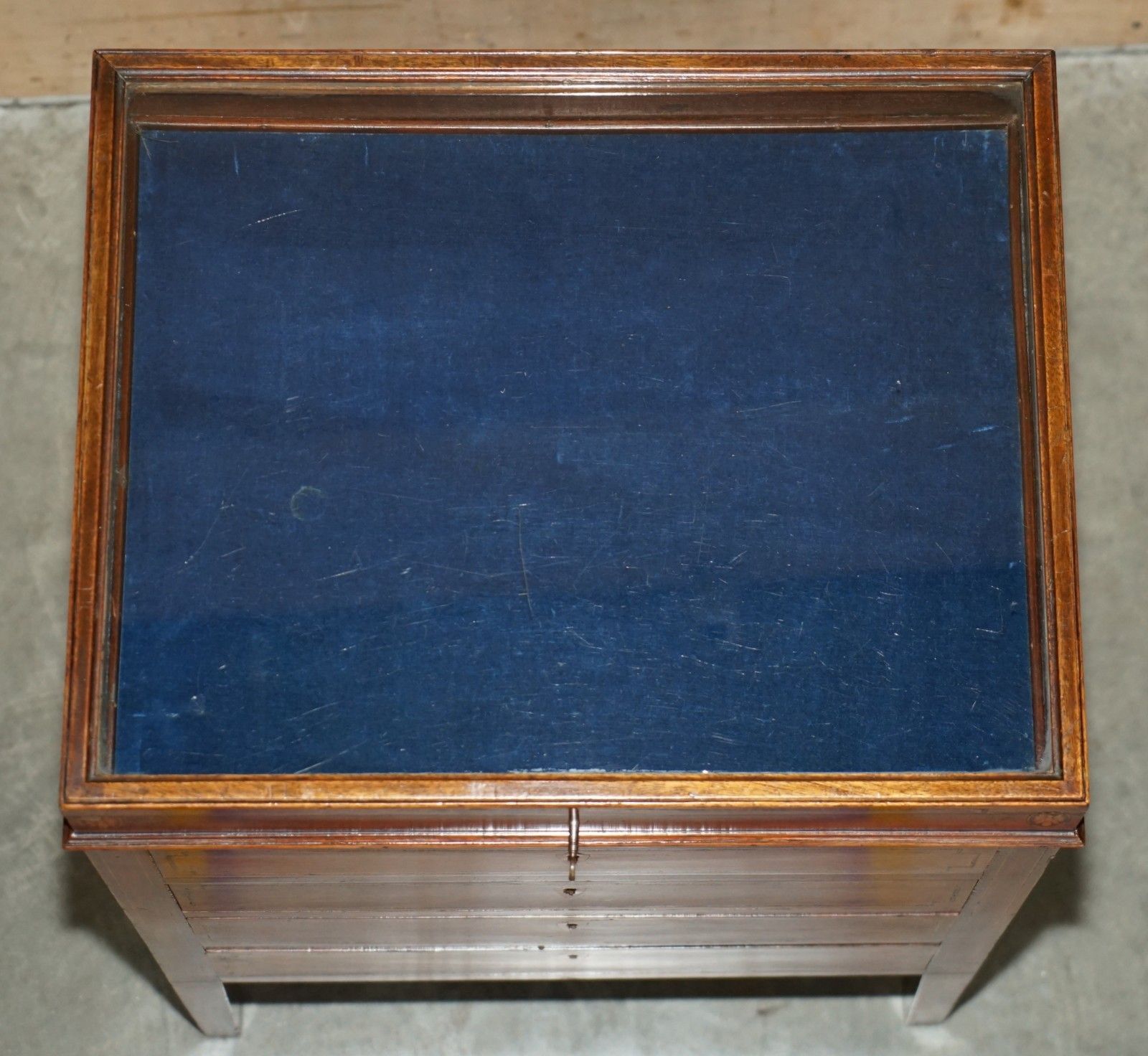 Stunning Antique Victorian Sheraton Walnut Drawers With Napoleonic Blue Display photo vintage