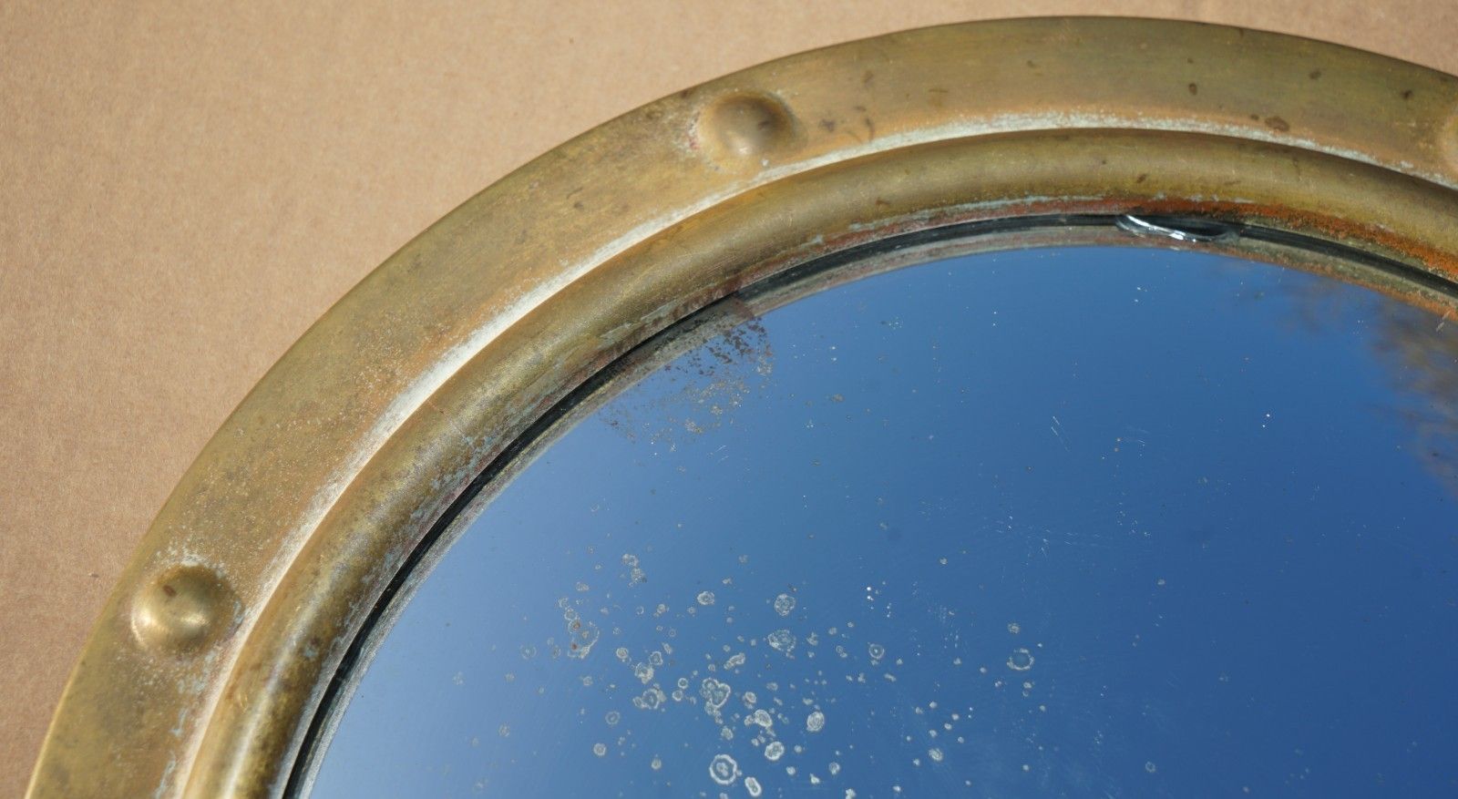 Fine & Collectable Antique Victorian Brass Framed Convex Butlers Wall Mirror photo vintage