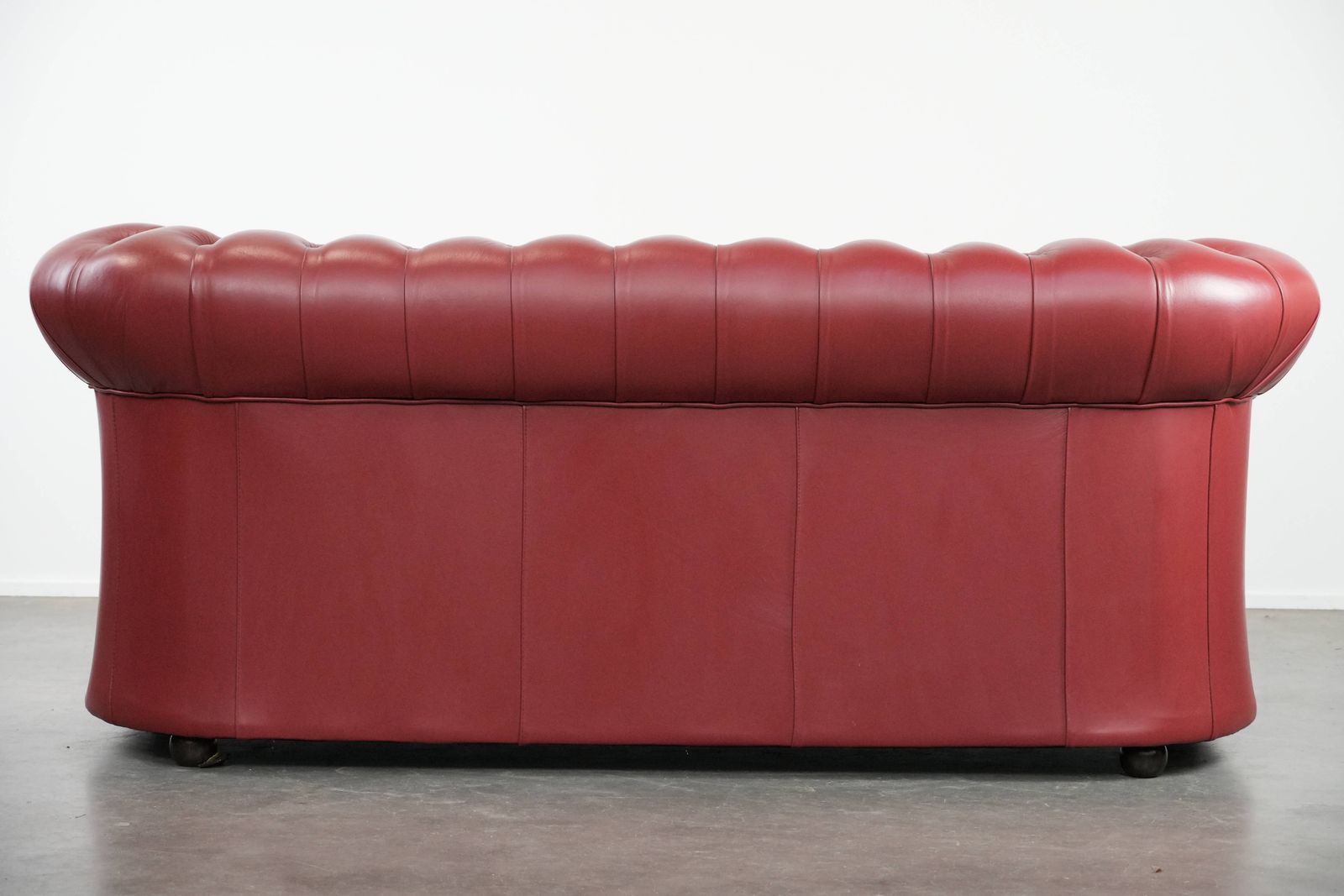 Wonderful Set Consisting Of An English Cowhide Chesterfield 2.5 Seater Sofa And Matching Armchair In A Stunning Red Colour photo Furniture