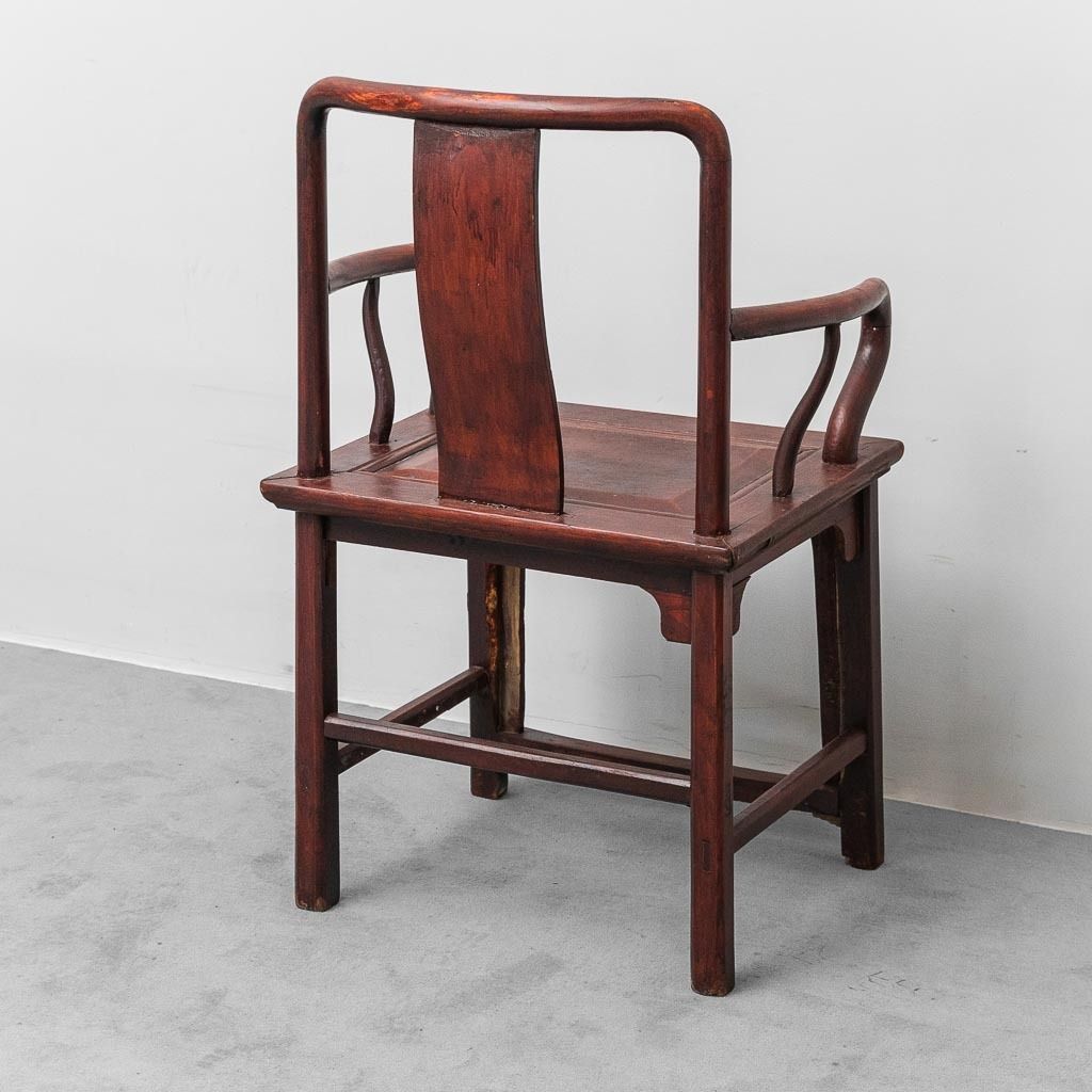 Ming Dynasty Style Wooden Chair With Armrests, China, 19th Century photo vintage