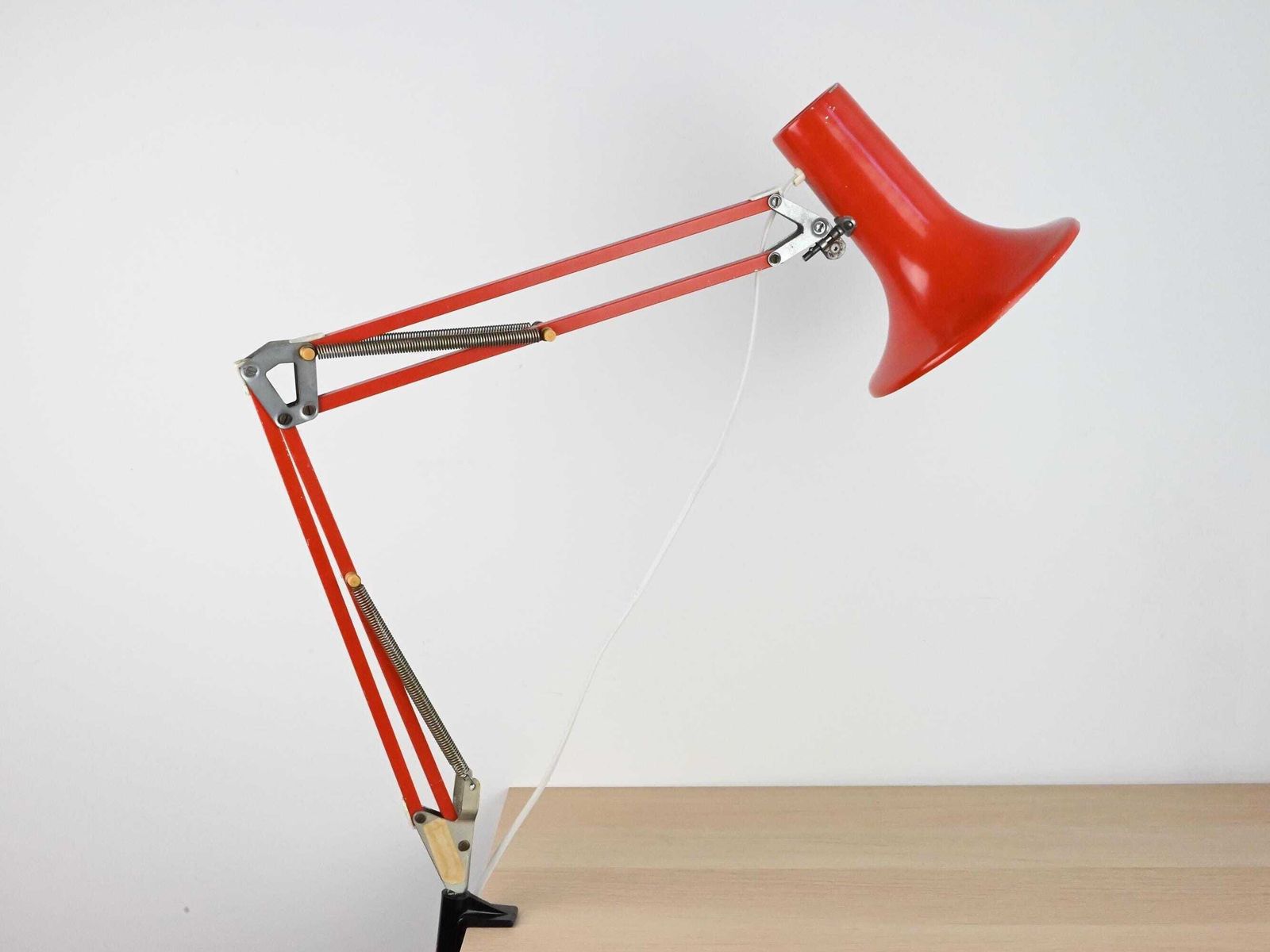 Vintage Szarvasi Hungary Industrial Desk Lamp, Architect Lamp, Orange Desk Lamp, Mid Century Lamp, Mid Century Lighting, Table Lamp