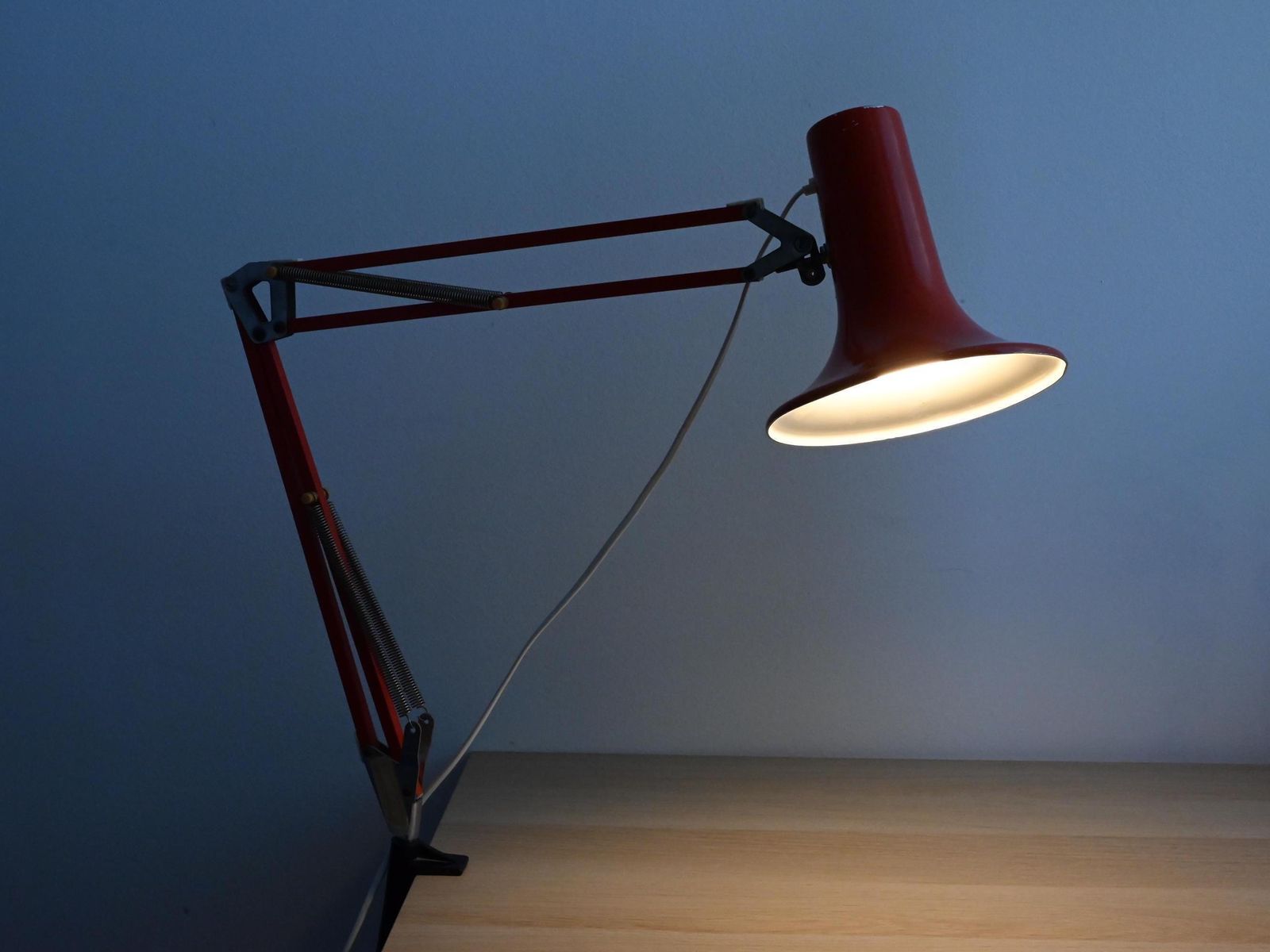 Vintage Szarvasi Hungary Industrial Desk Lamp, Architect Lamp, Orange Desk Lamp, Mid Century Lamp, Mid Century Lighting, Table Lamp photo vinterior