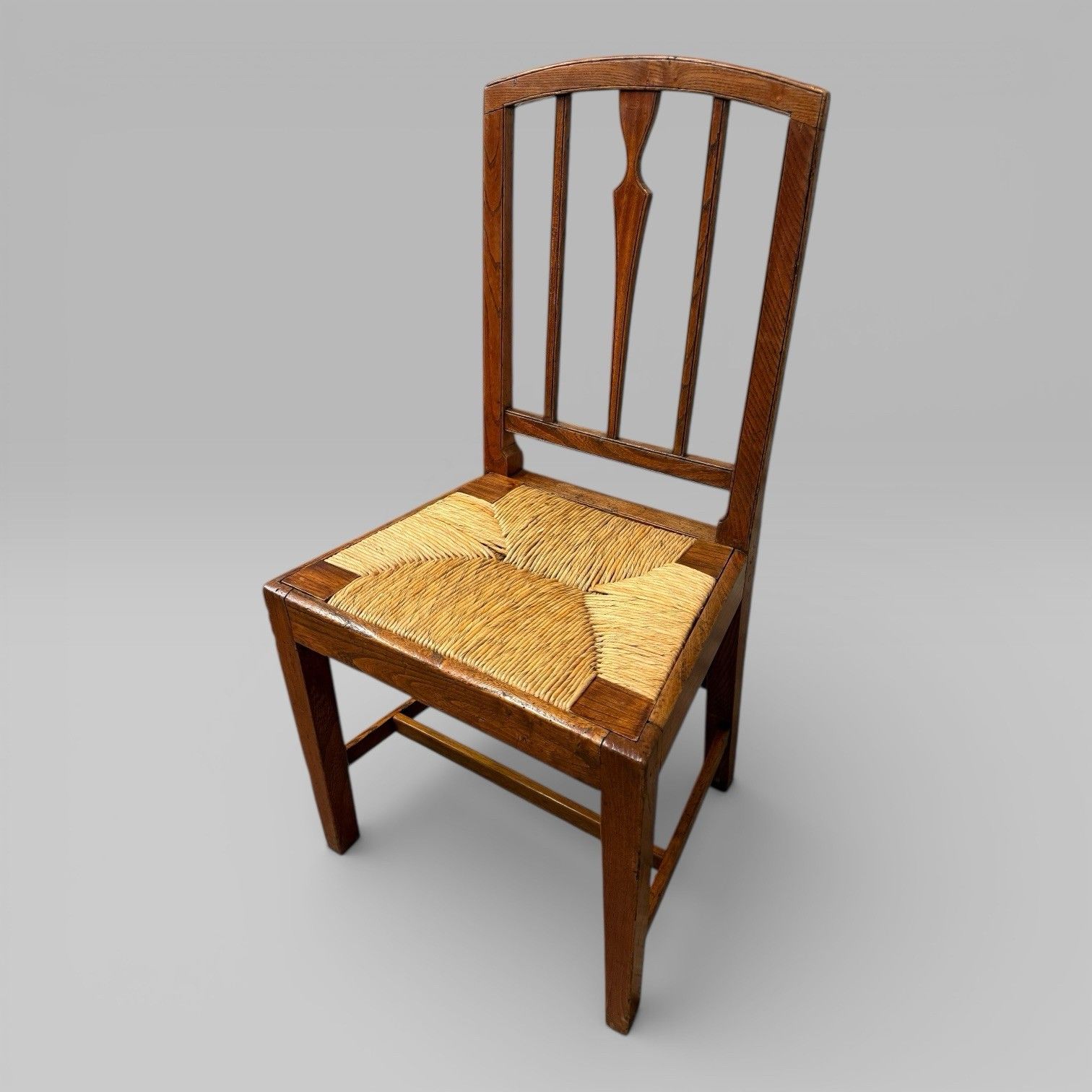 Antique 19th Century Elm Country Farmhouse Single Chair With Rush Seat photo Furniture
