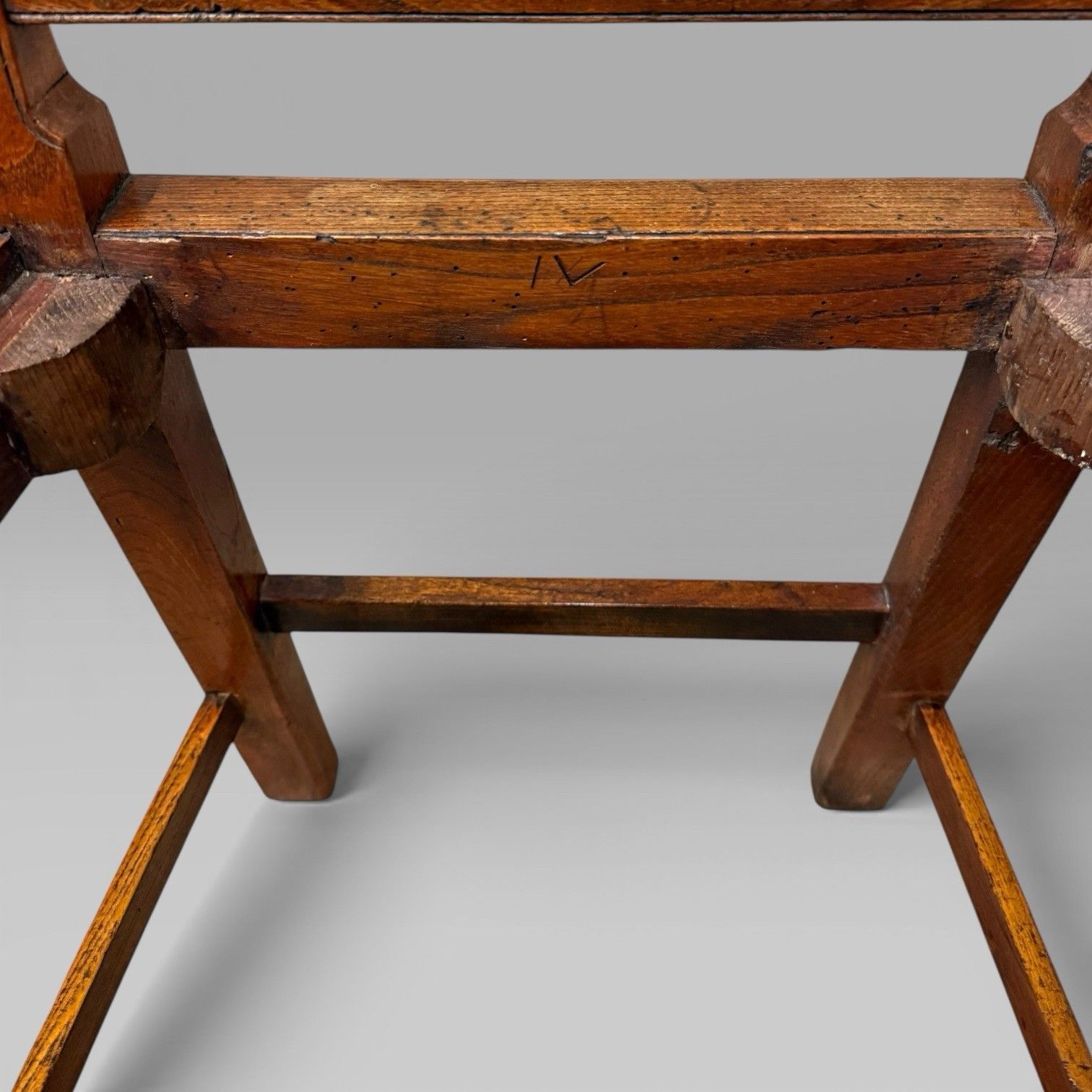 Furniture Antique 19th Century Elm Country Farmhouse Single Chair With Rush Seat photo