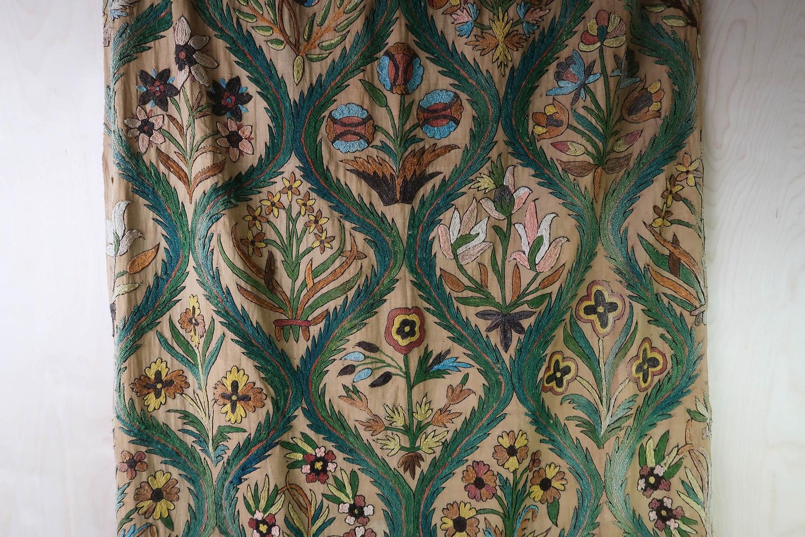Pair Of Antique Arts And Crafts Style Crewel Work Curtains. English C.1900 photo vinterior