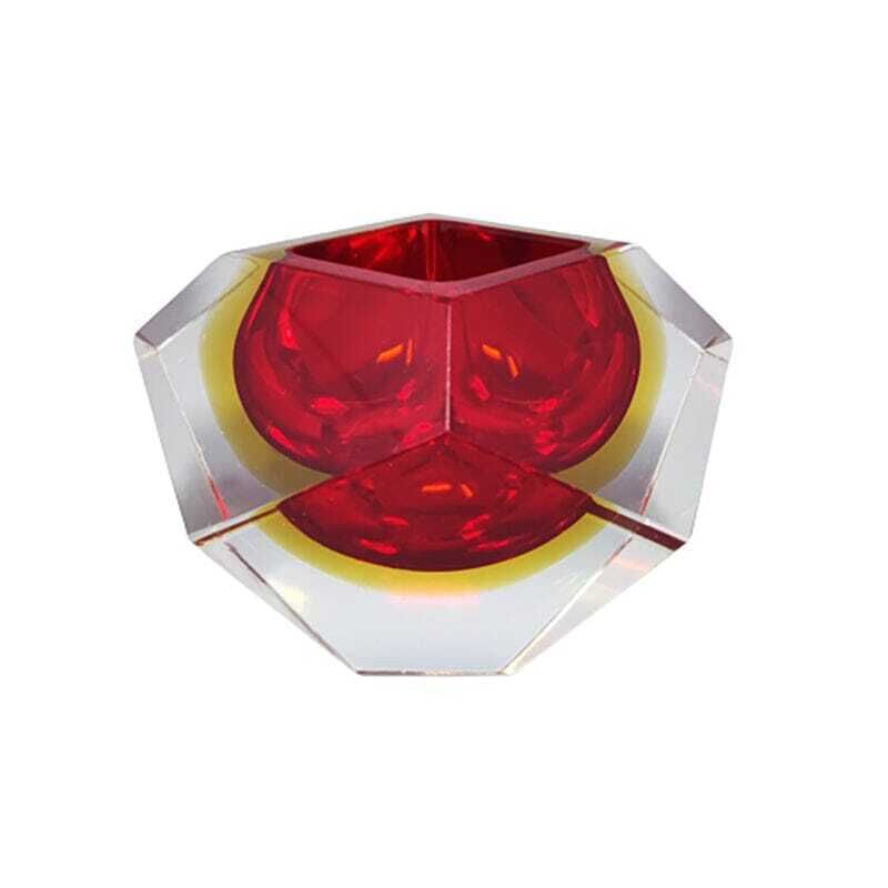 1960s Gorgeous Red And Yellow Ashtray Or Catch All By Flavio Poli For Seguso