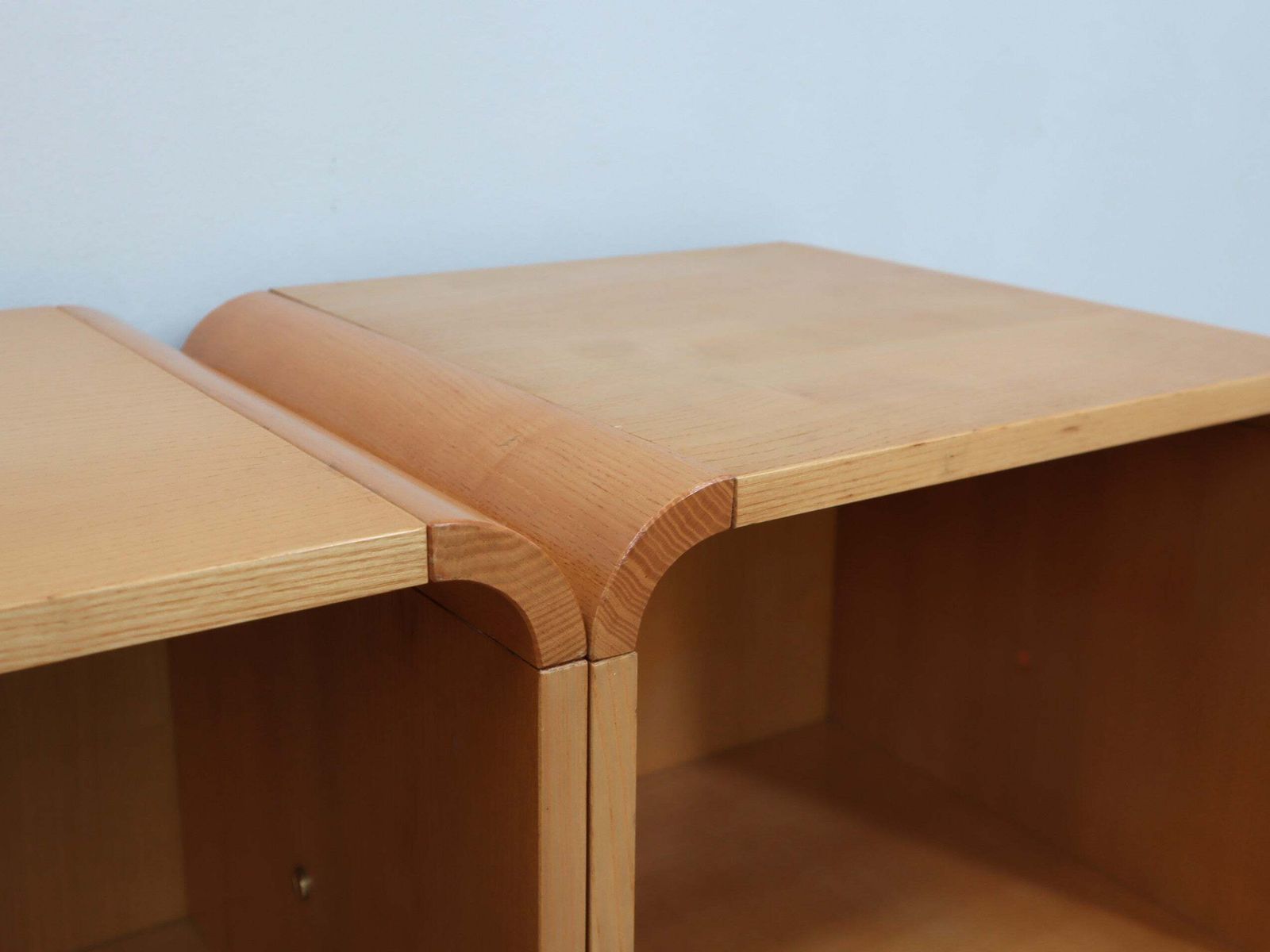 968.0 Pair Of Tall Vintage Birch Wood Bedside Tables / Entryway Console 1970s photo