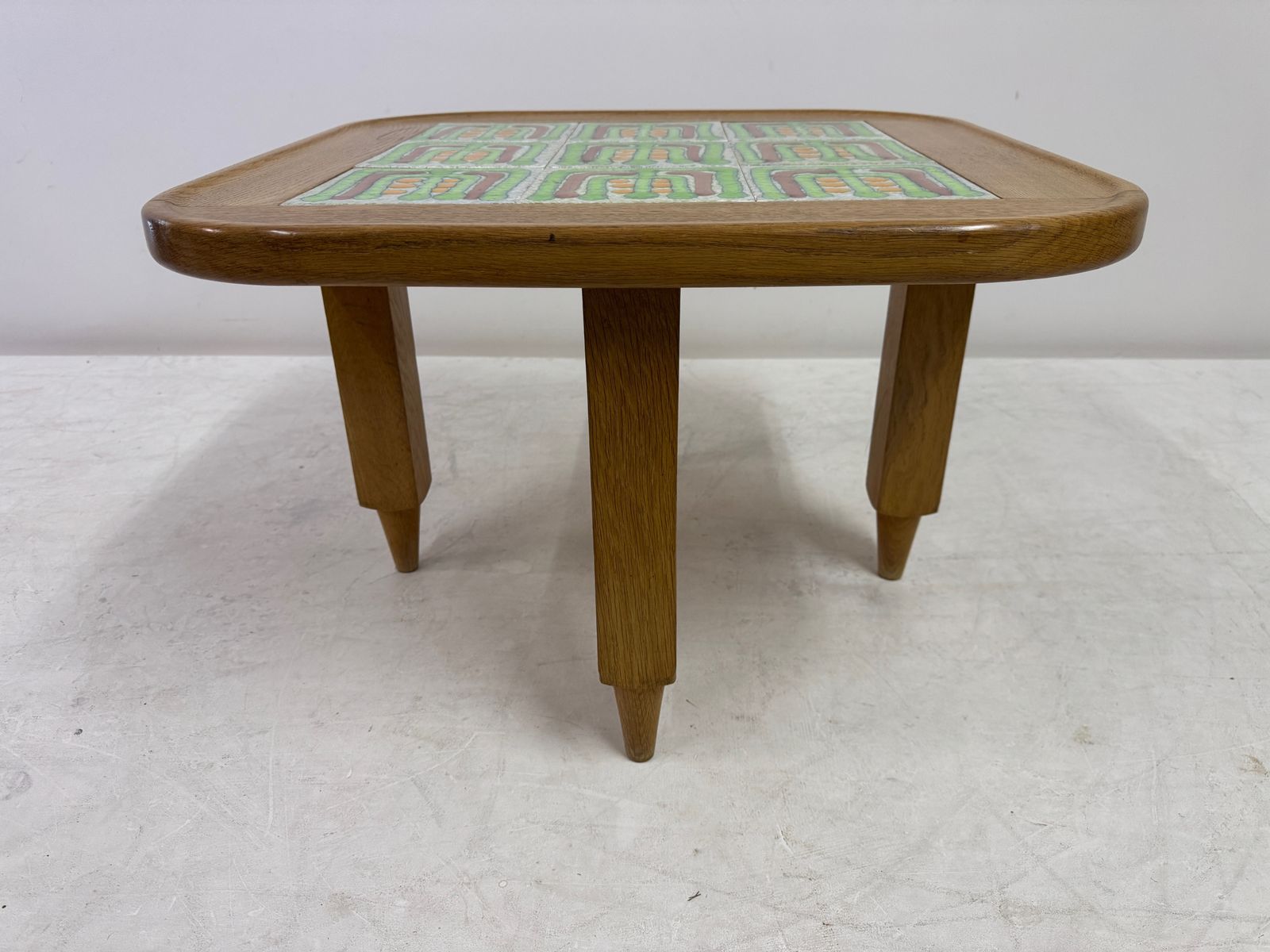 French Oak Coffee Table With Tiled Top By Guillerme Et Chambron For Votre Maison photo Furniture