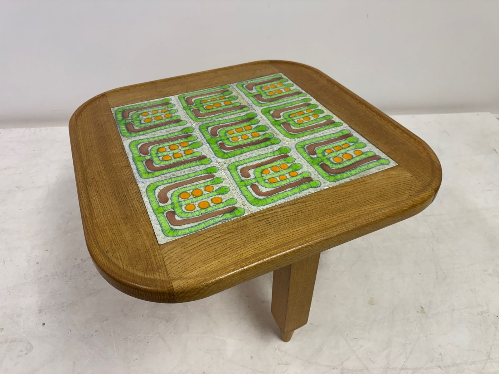 photo furniture French Oak Coffee Table With Tiled Top By Guillerme Et Chambron For Votre Maison