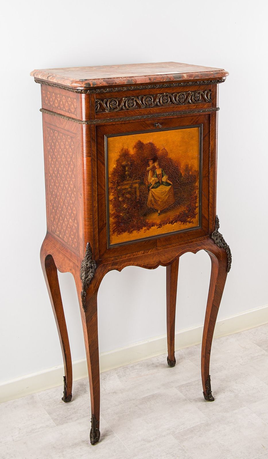 19th Century French Vernis Martin Secretaire With Marble Top & Hidden Drawer photo vinterior