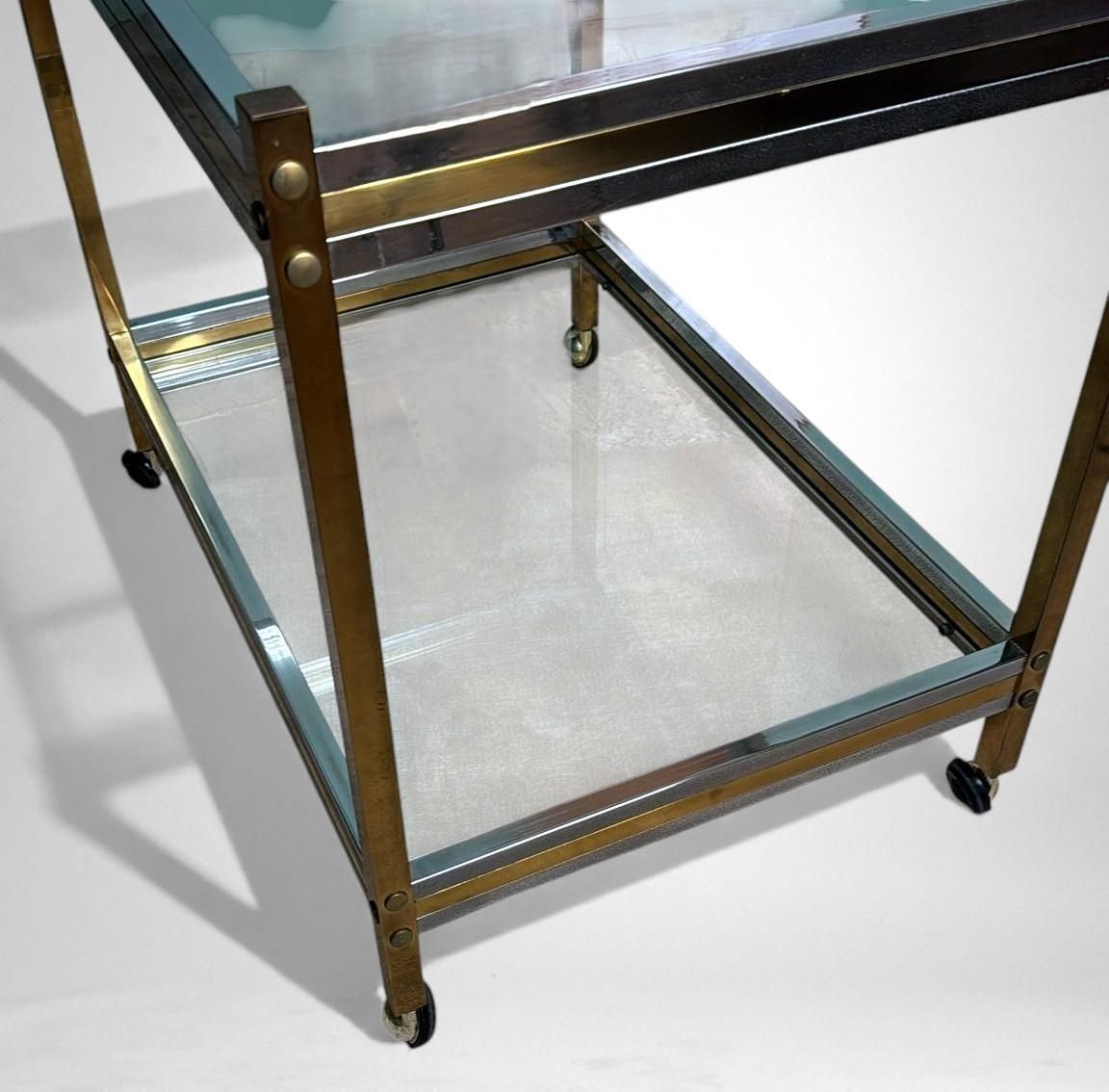 Romeo Rega Style Italian Brass And Steel Bar Cart photo vintage