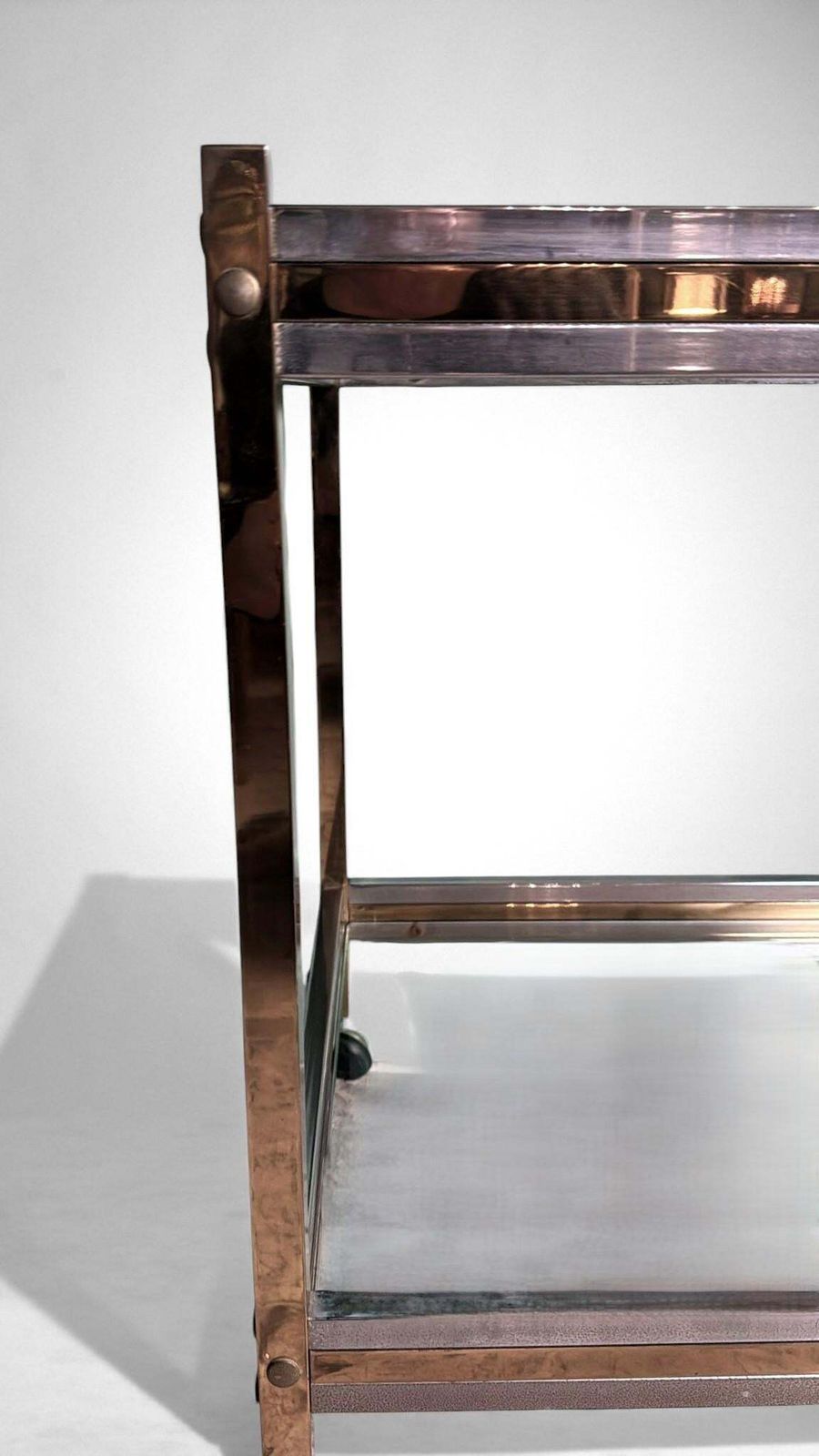 photo vinterior Romeo Rega Style Italian Brass And Steel Bar Cart