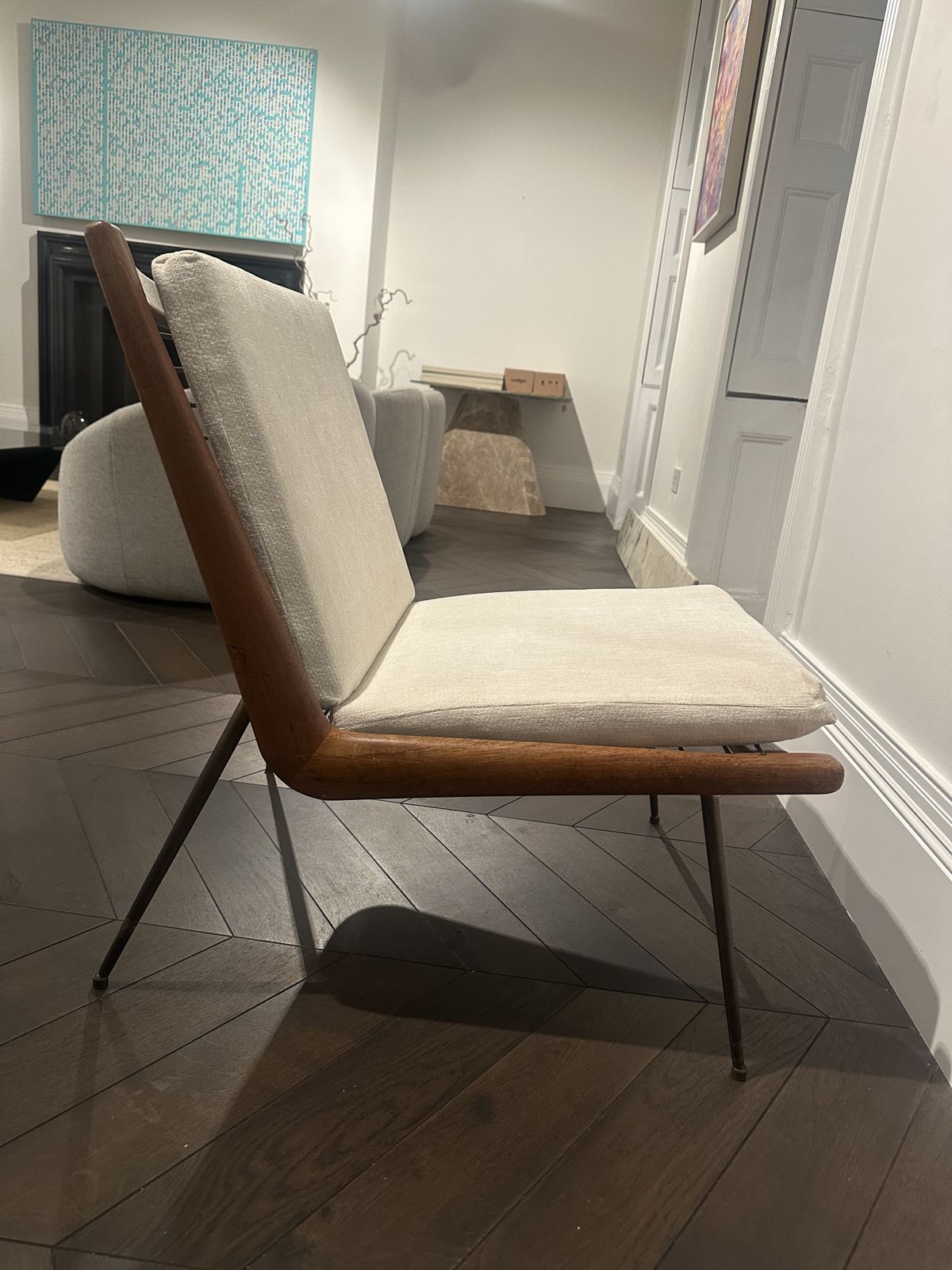 France & Son Fd134 1950's Teak And Brass Boomerang Chair Designed By Hvidt & Mølgaard Hm1 Boomerang Chair photo vinterior