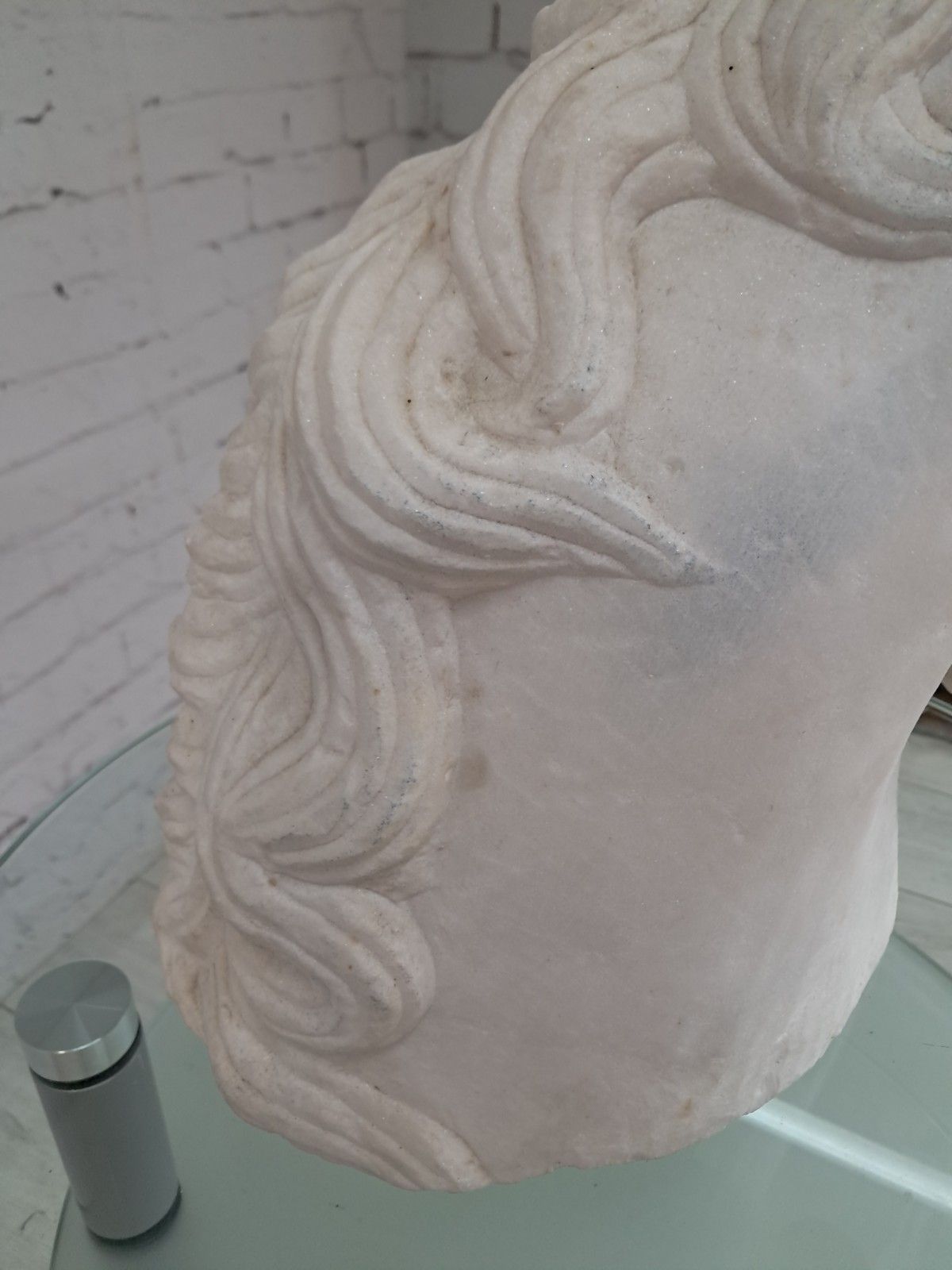 photo buy Vintage Large Horse Head Bust Sculpture White Marble Ancient Greek Style 35cm
