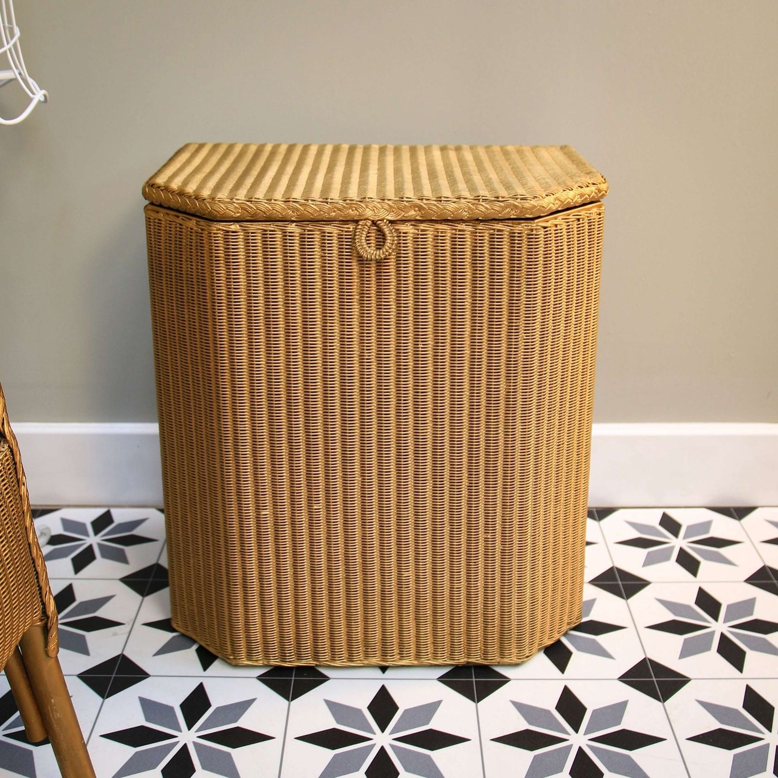 Lloyd Loom Lusty Chair And Linen Basket In Gold photo furniture
