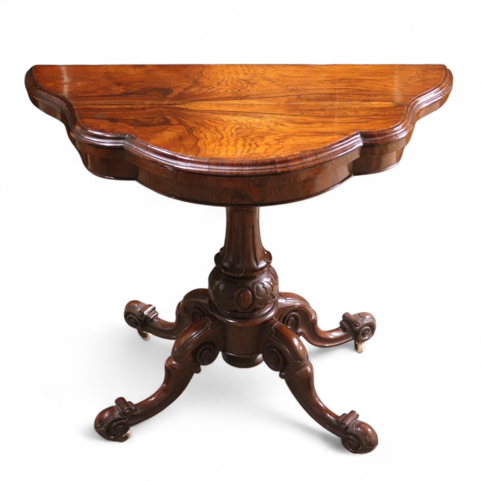 Victorian Antique Rosewood Card Table 19thc Fold Over Swivel Games Table photo furniture