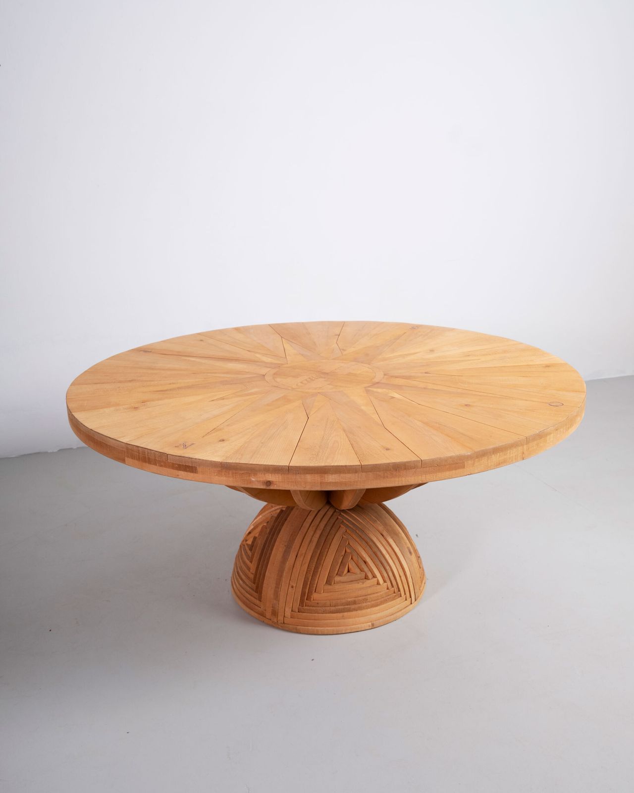 Mario Ceroli La Rosa Dei Venti Table In Pinewood With Inlays By Poltronova 1970s photo furniture