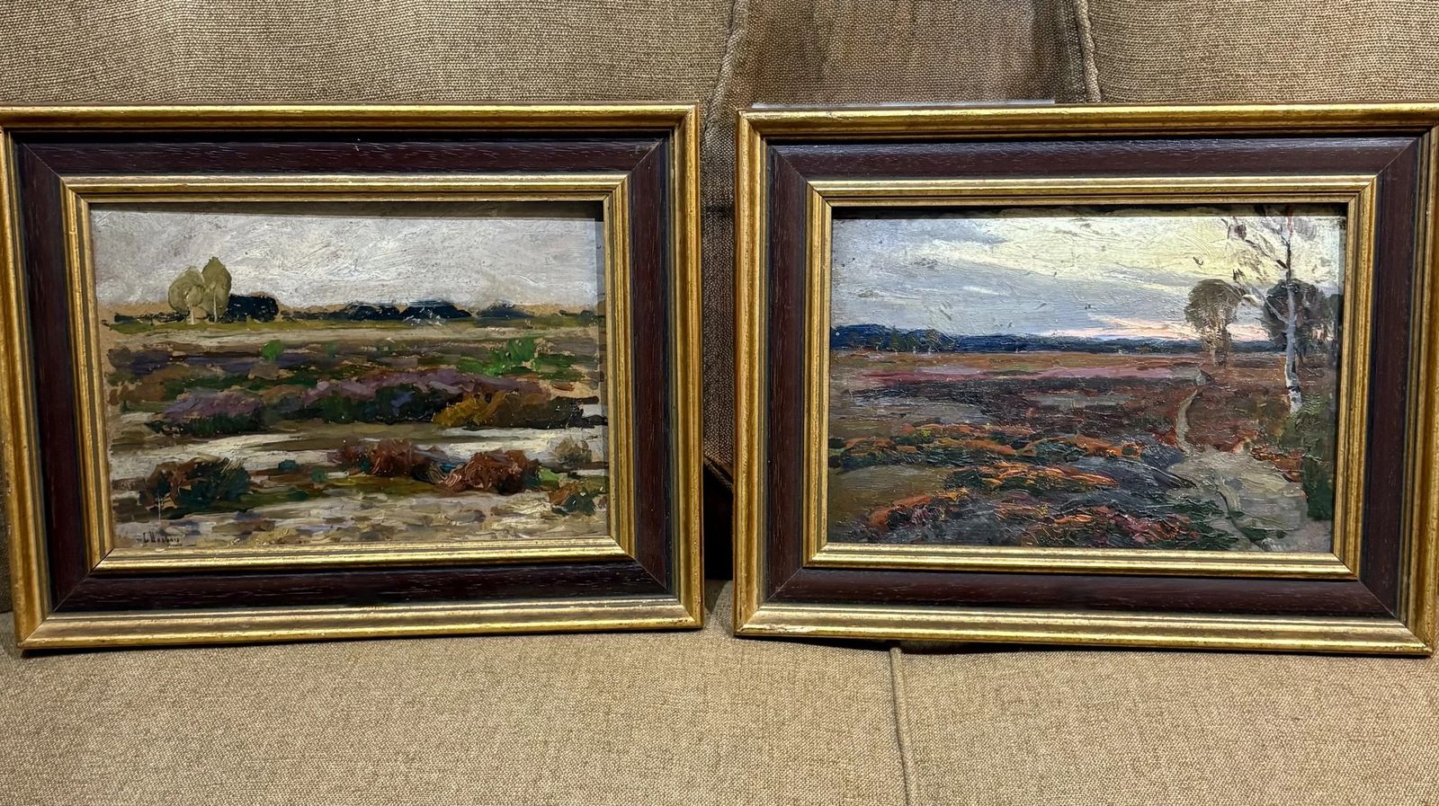A Pair Of Early 20th Century French Landscapes, Oil On Board, Each 36cm Wide X 28cm High £850 For The Pair, Signed photo vintage