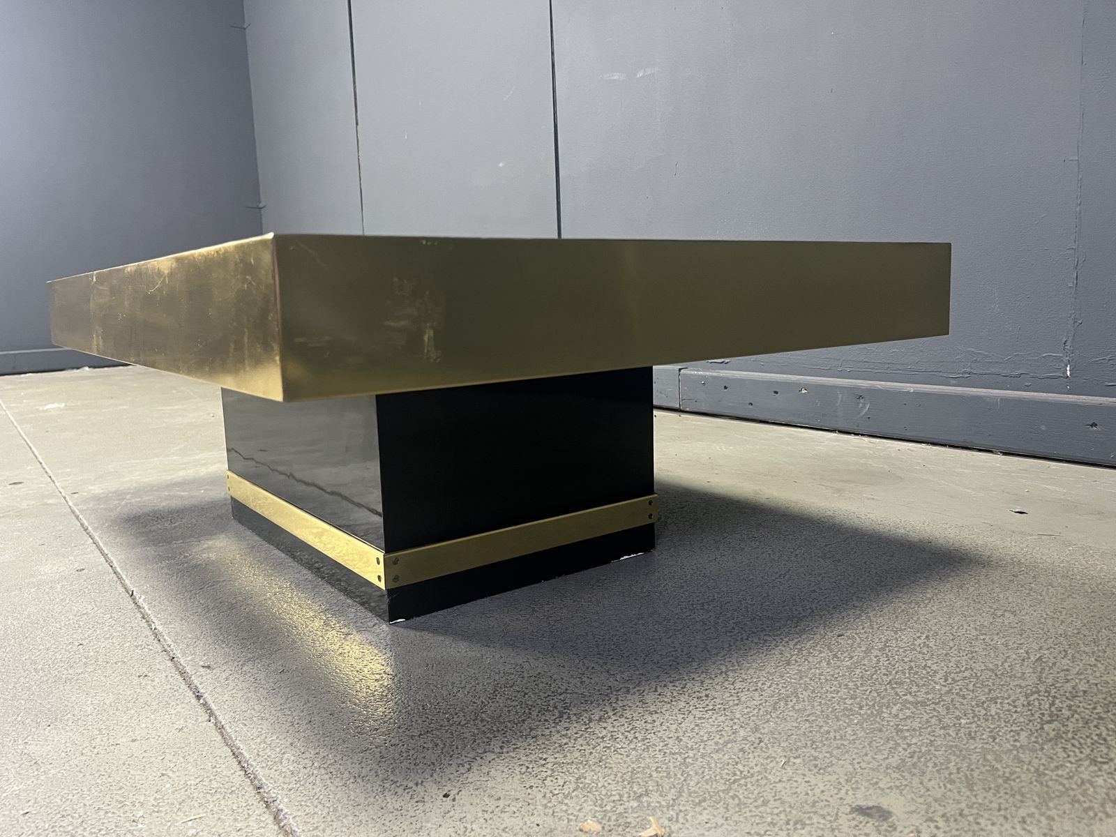 Furniture Etched Brass And Inlaid Agate Coffee Table By Felix De Boussy, Belgium photo