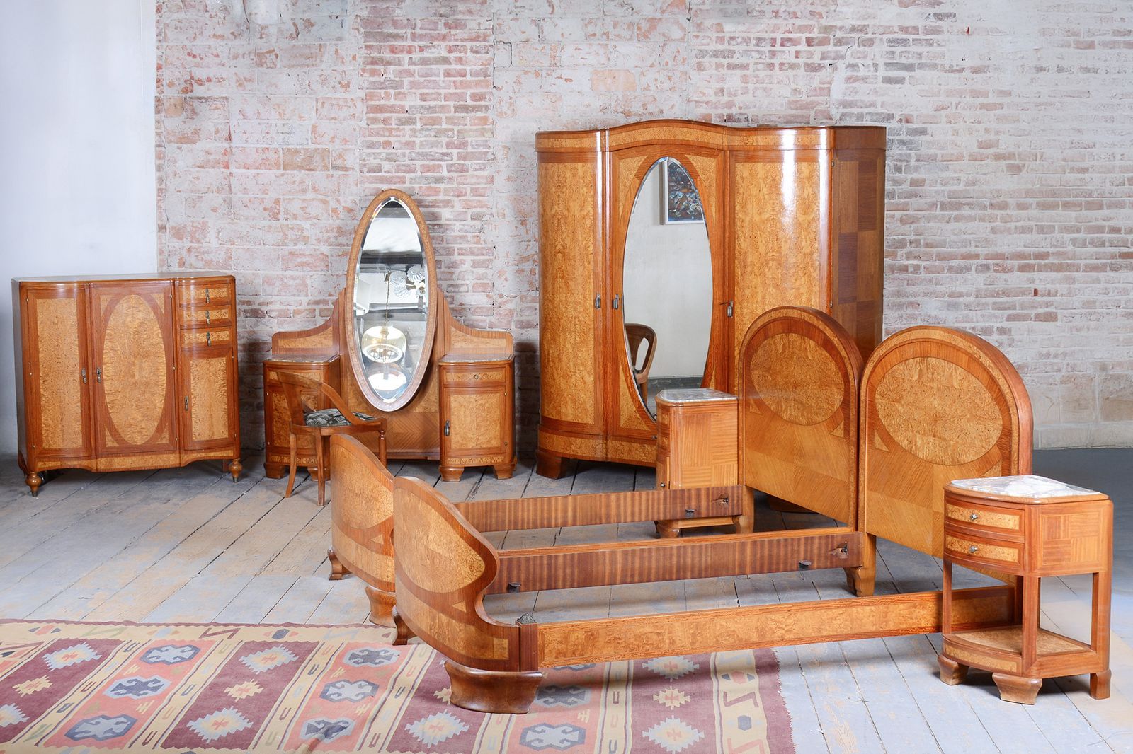 Restored Art Deco Unique Bedroom Suite, By Louis Majorelle, Fance, 1930s