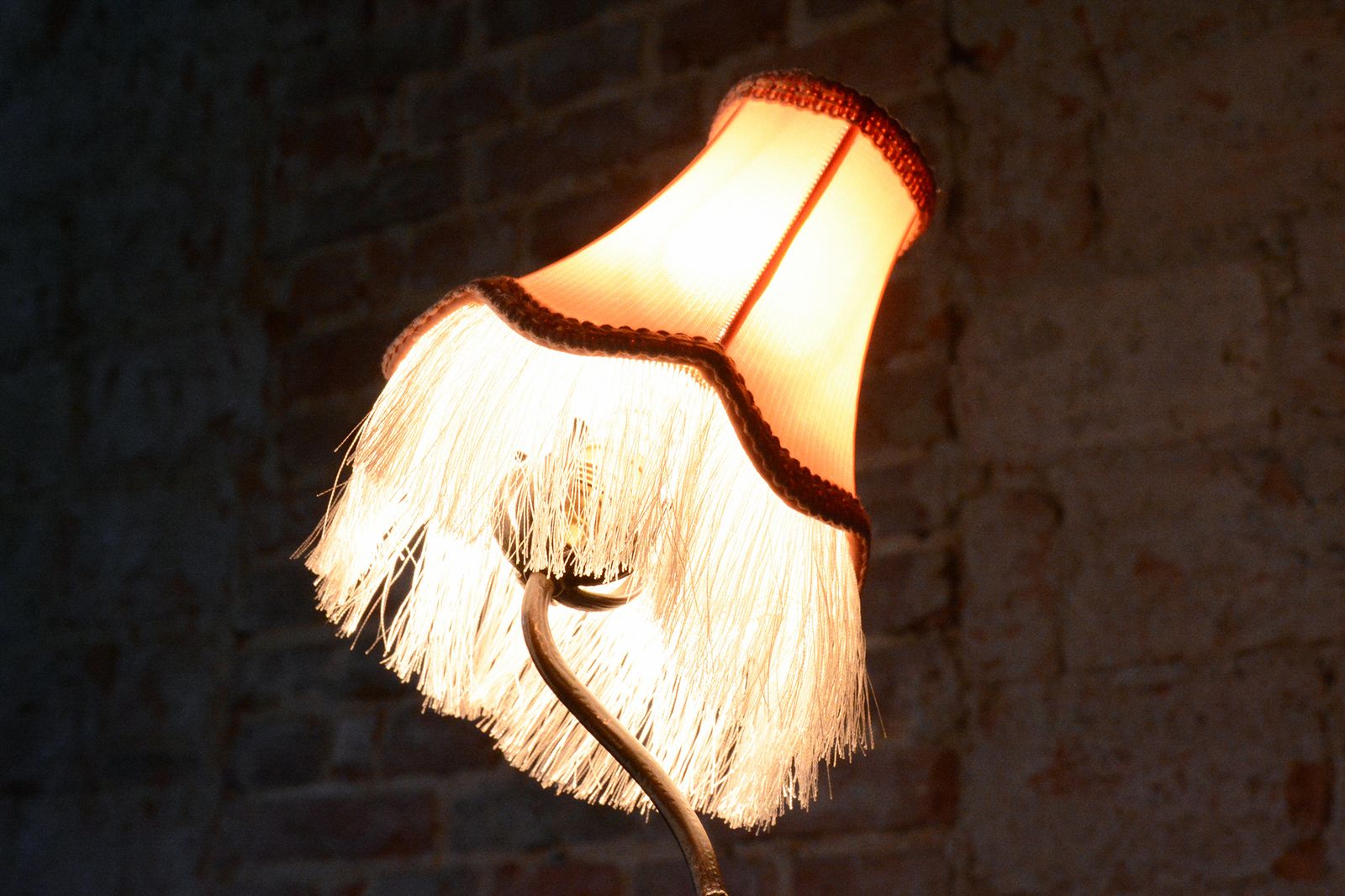 1100.0 Original Art Nouveau Table Lamp, Brass, Textile Lampshade, Austria, 1910s photo