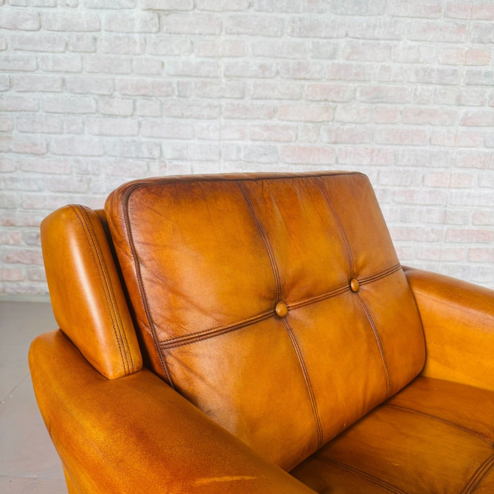 985.0 Vintage Danish Tan Leather Armchair By Svend Skipper #A807 photo