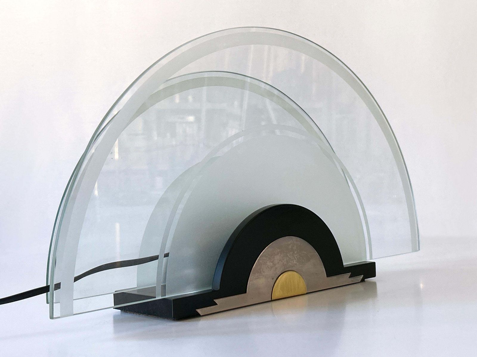 Rare Postmodern Table Lamp 'Rising Sun' By Metalarte Spain 1980s photo buy